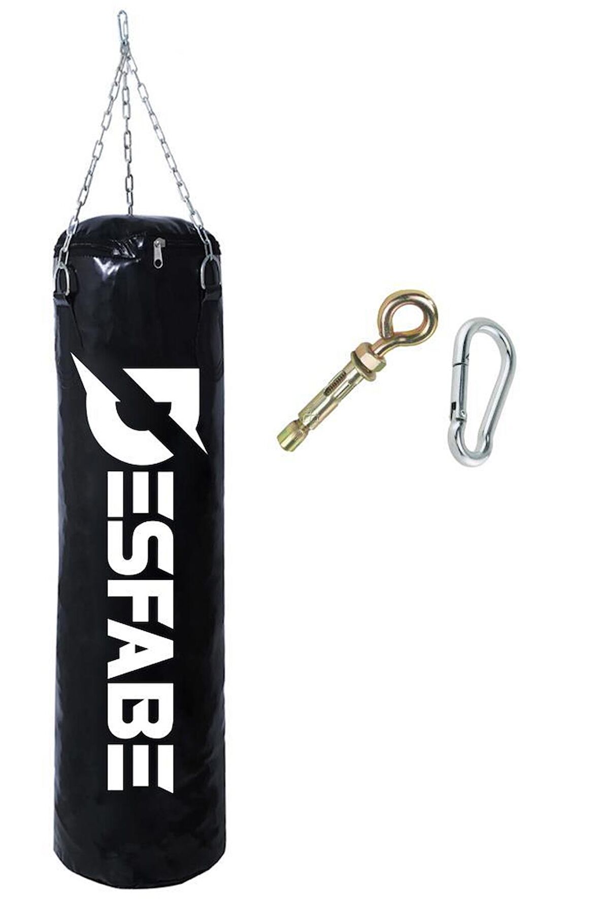 Desfabe Boxing Star 70x25 Cm Zincirli Boks Kum Torbası Siyah +Askı Aparatı