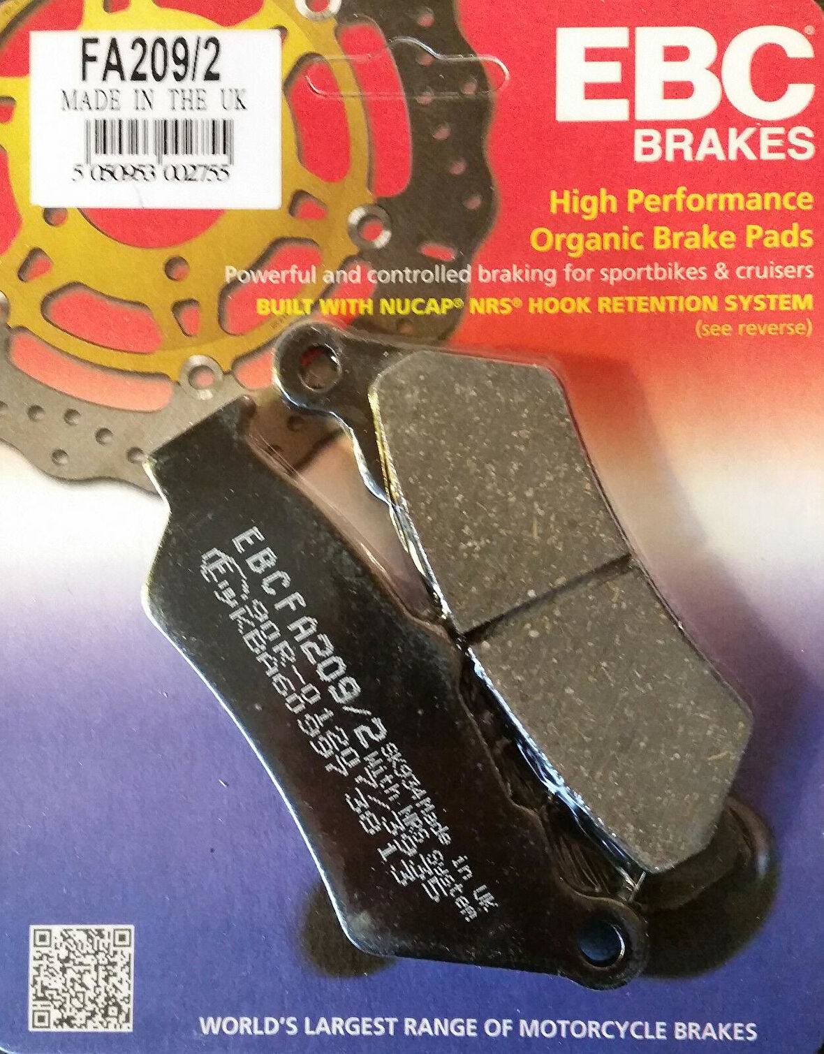 Ebc Fa209/2 2019-2022 BMW R 1250 GS Arka Fren Balatası Organik Balata