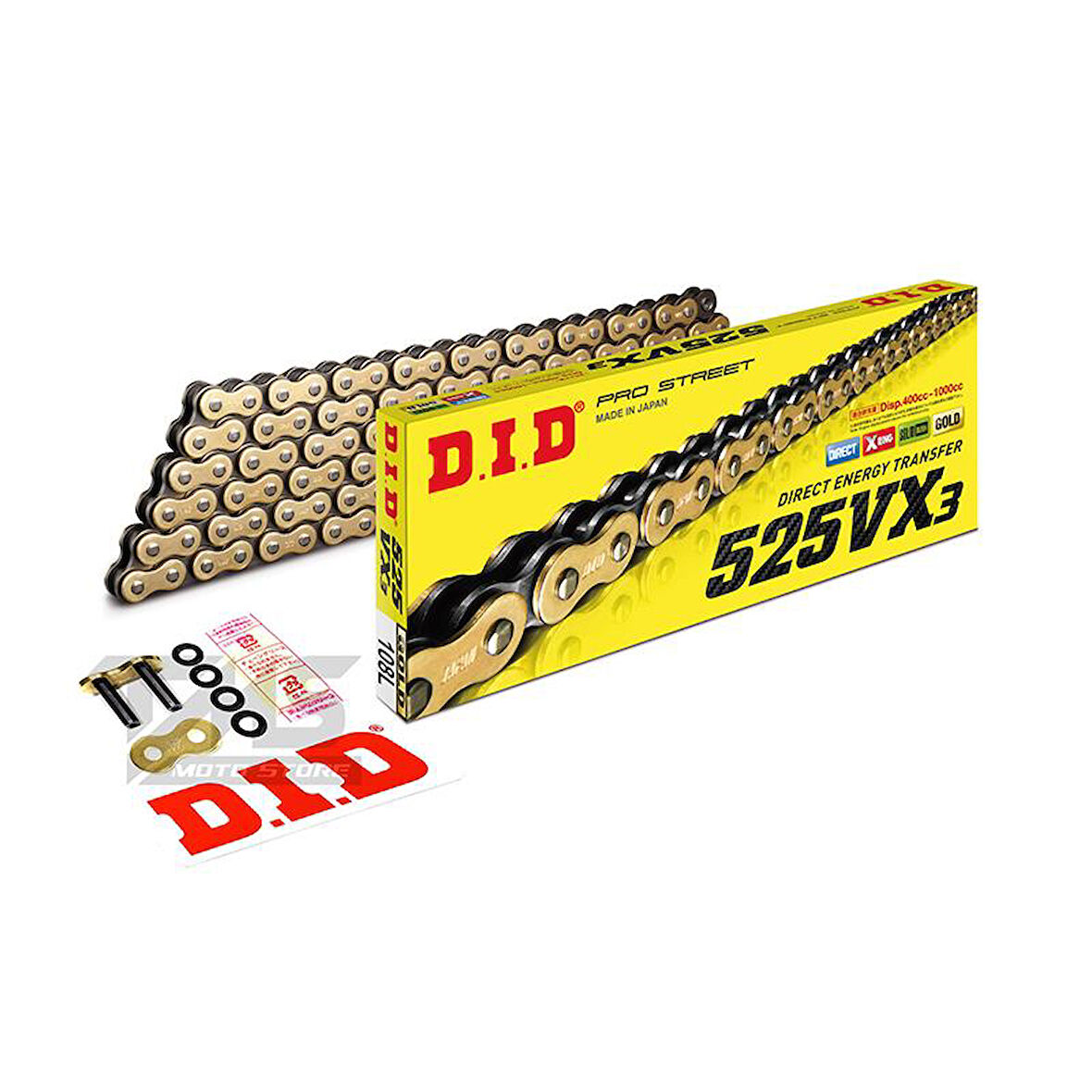 Did 525-108Vx3 2014-2021 Ducati Monster 1200 S Uyumlu Zincir Vx3 Xring Gold (Sarı)
