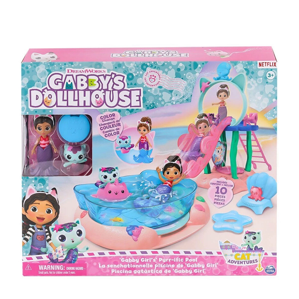 6067878 Gabbys Dollhouse Gabby ve Mercat Purr-ific Havuz Oyun Seti