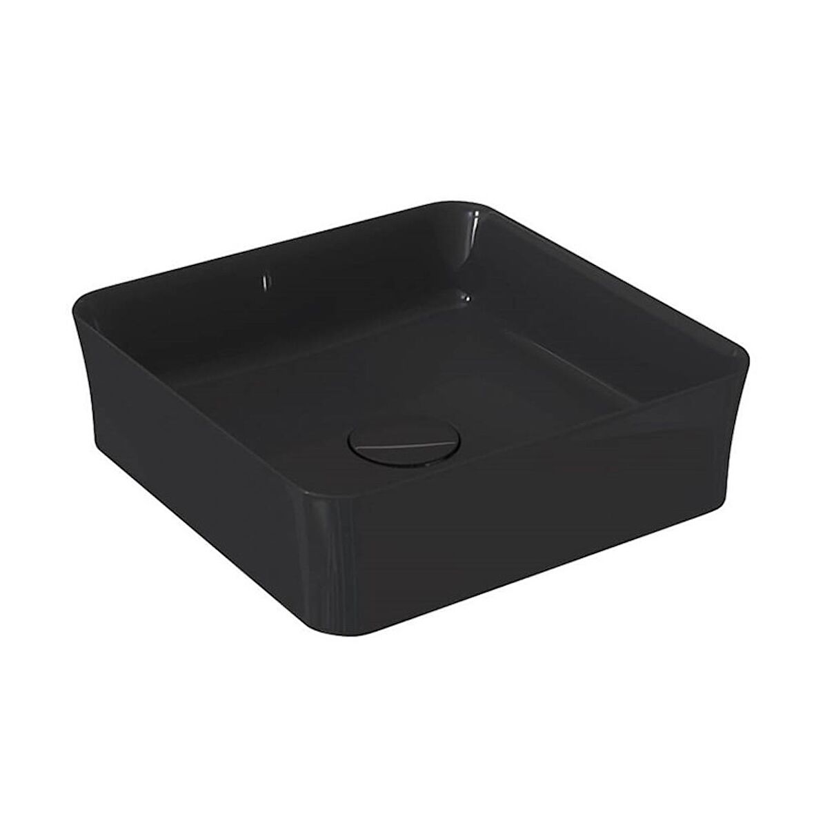 Bocchi Slim Line Kare Lavabo 38x38 cm Parlak Siyah