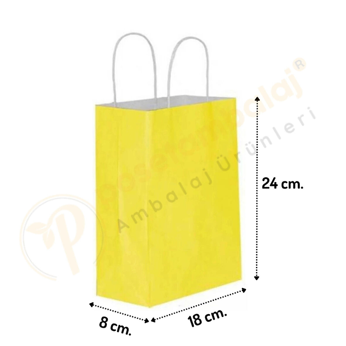 Sarı Kraft Çanta Küçük Boy 18x8x24 cm 25 Adet