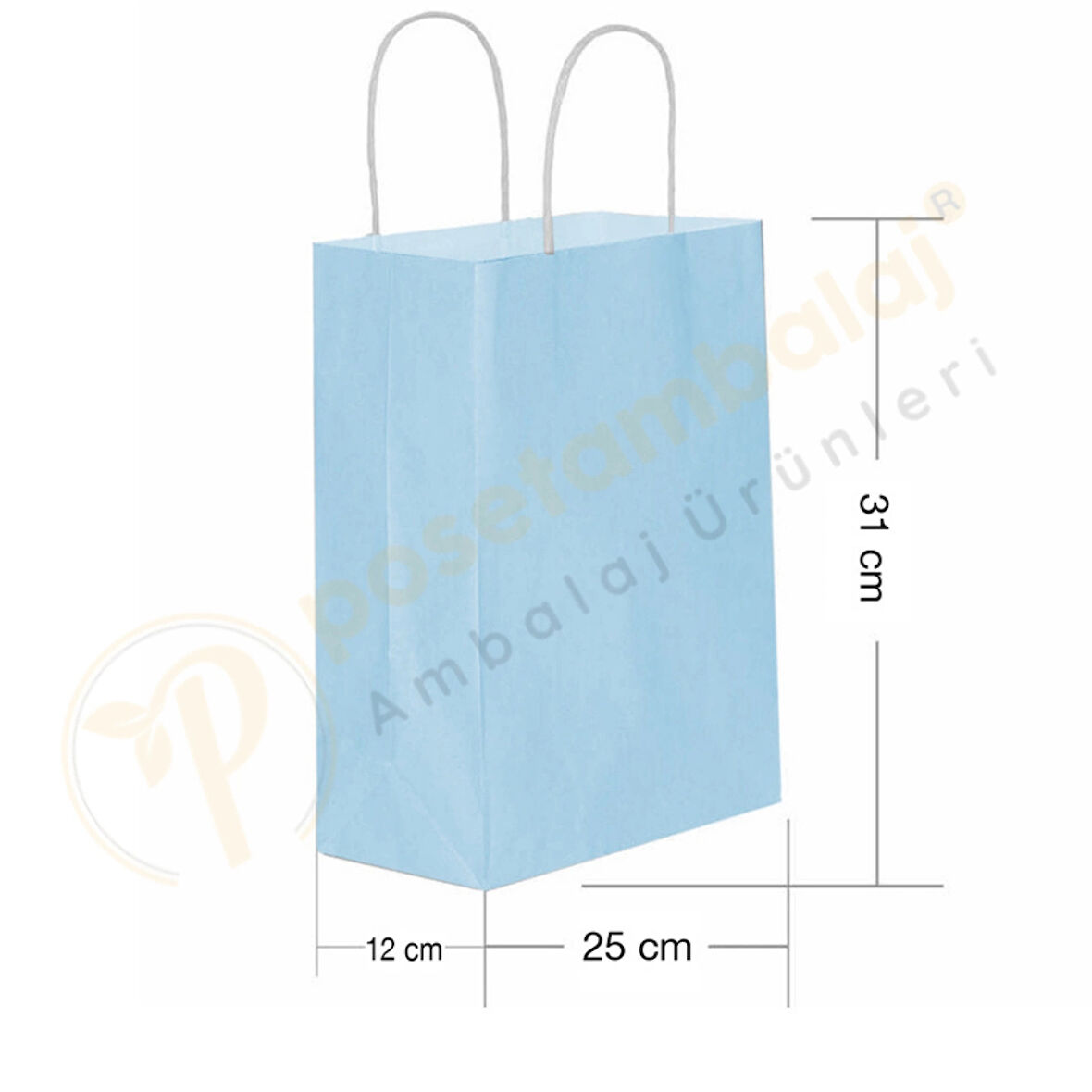 Mavi Kraft Çanta Orta Boy 25x12x31 cm 25 Adet