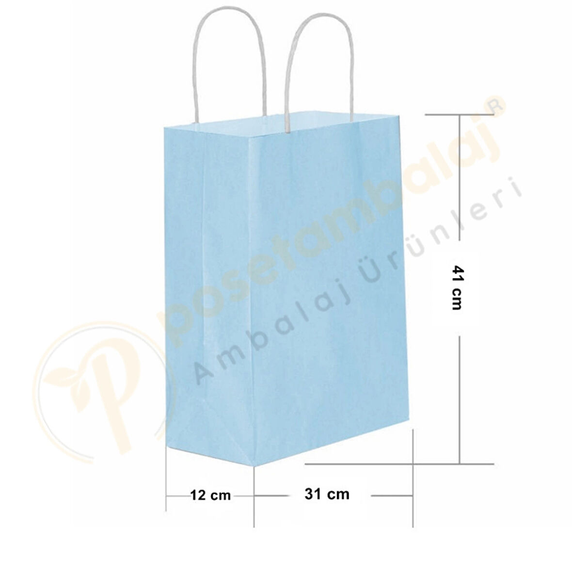 Mavi Kraft Çanta Büyük Boy 31x12x41 cm 25 Adet