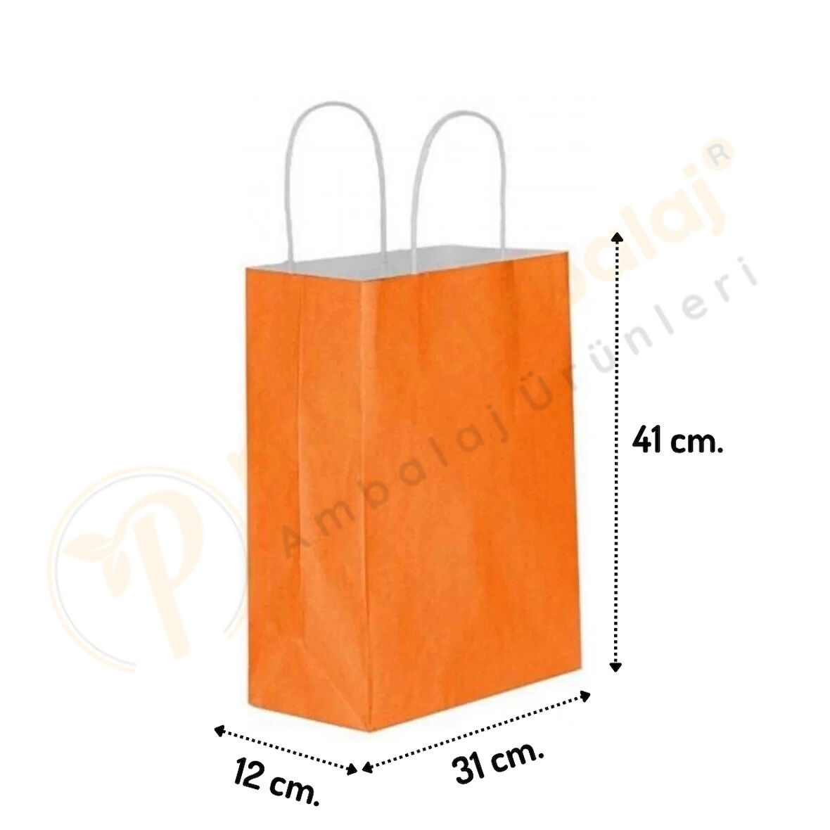 Turuncu Kraft Çanta Büyük Boy 31x12x41 cm 25 Adet