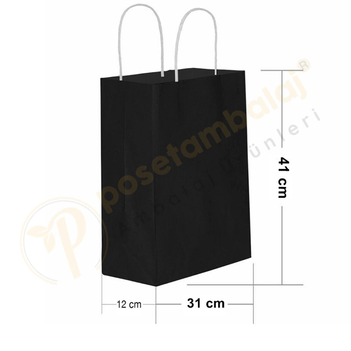 Siyah Kraft Çanta Büyük Boy 31x12x41 cm 25 Adet