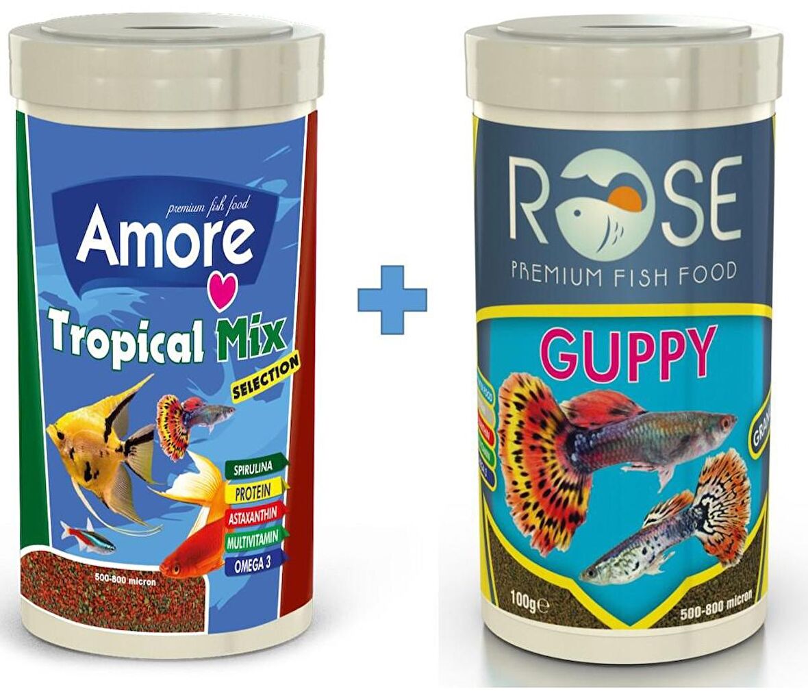 Tropical Mix Selection 250ml + Rose Guppy 250 ml Tropikal Akvaryum Balık Yemi