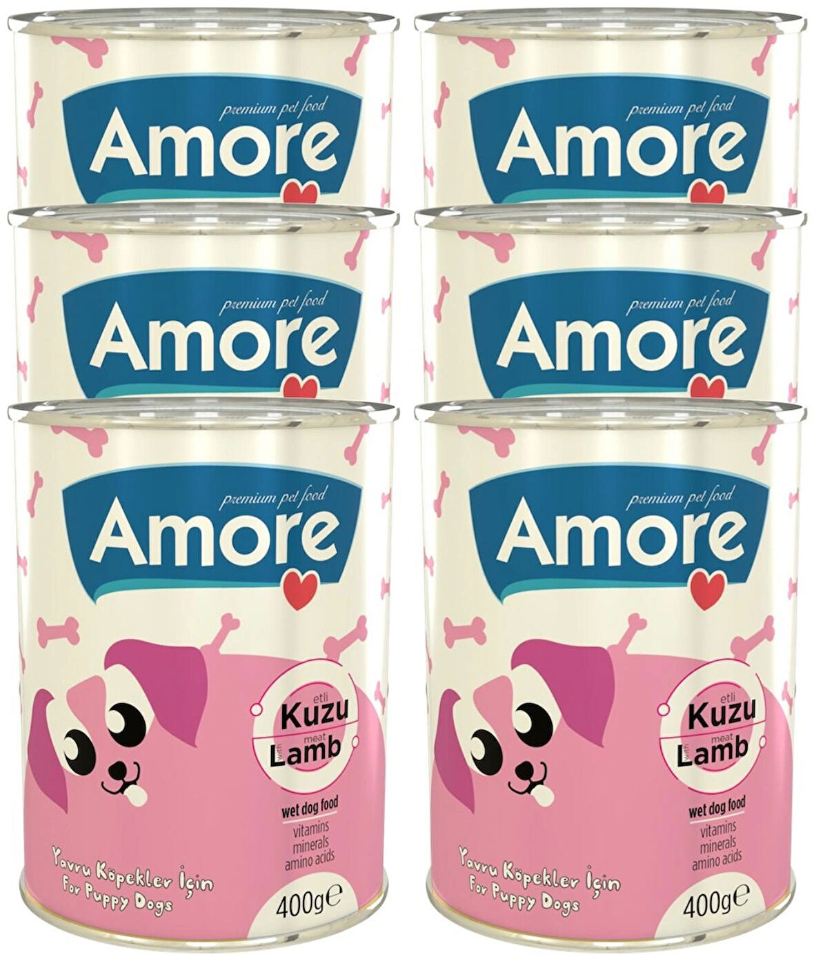Amore Puppy Kuzulu Parça Etli Yavru Köpek Konservesi 6x400gr