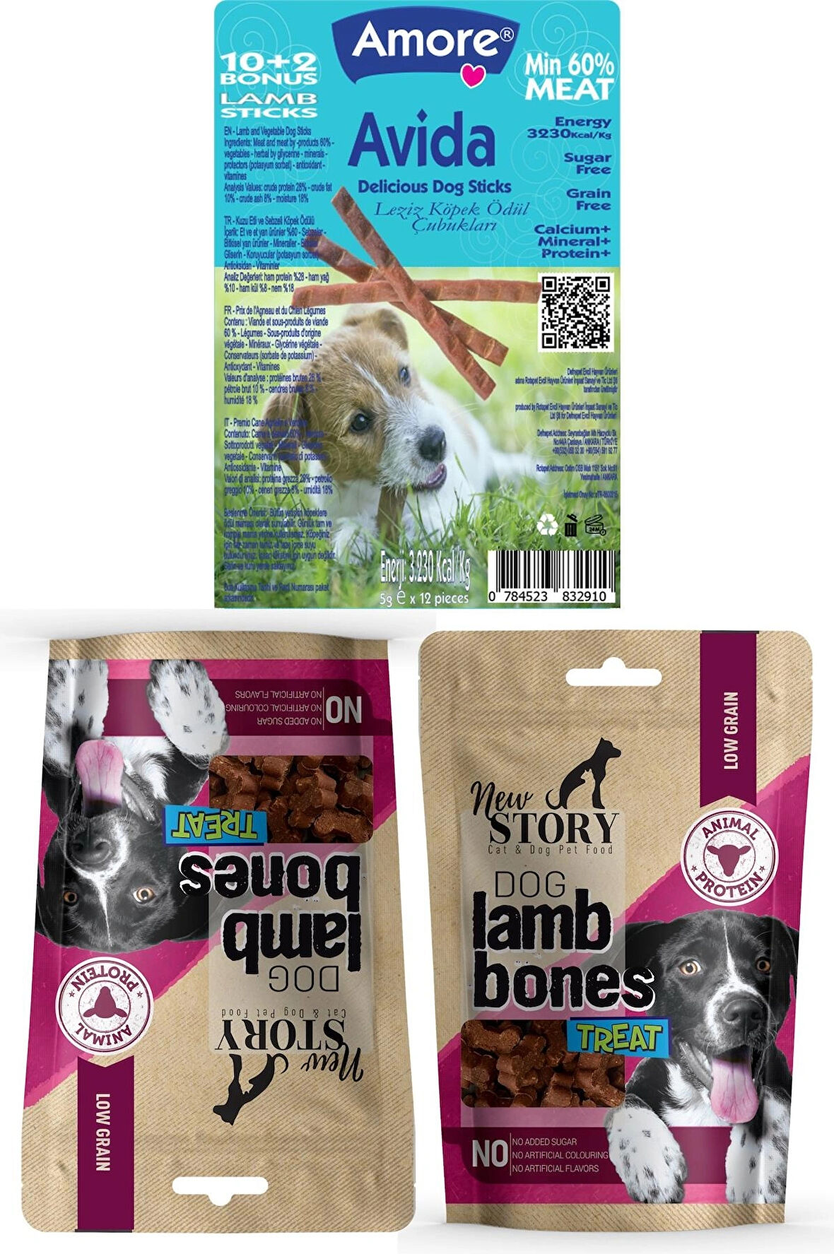 Kuzu Etli Kemik Şeklinde 2x80gr Yumuşacık Köpek Ödül Maması, Avida 12li Dog Lamb Sticks