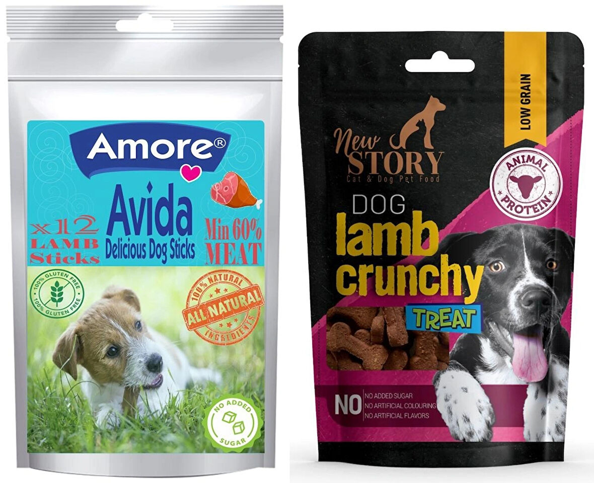 Avida 12li Dog Lamb Sticks, Kemik Şeklinde 80gr Yumuşacık Köpek Ödülü Lamb Crunchy