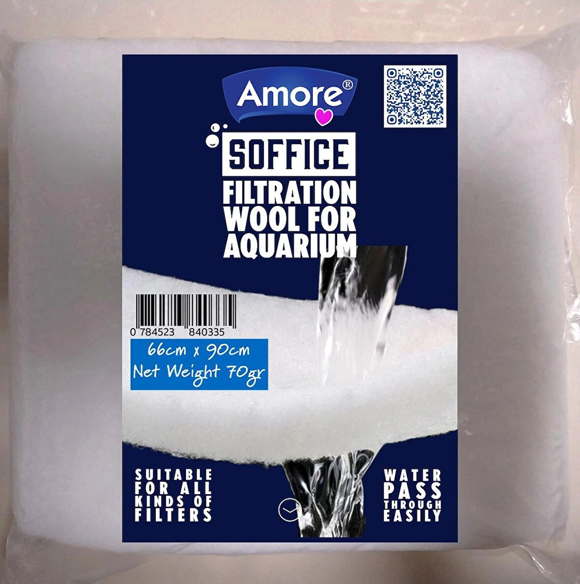 Akvaryum 70 gr Silikonsuz Filtre Elyafı 66cm x 90cm Soffice