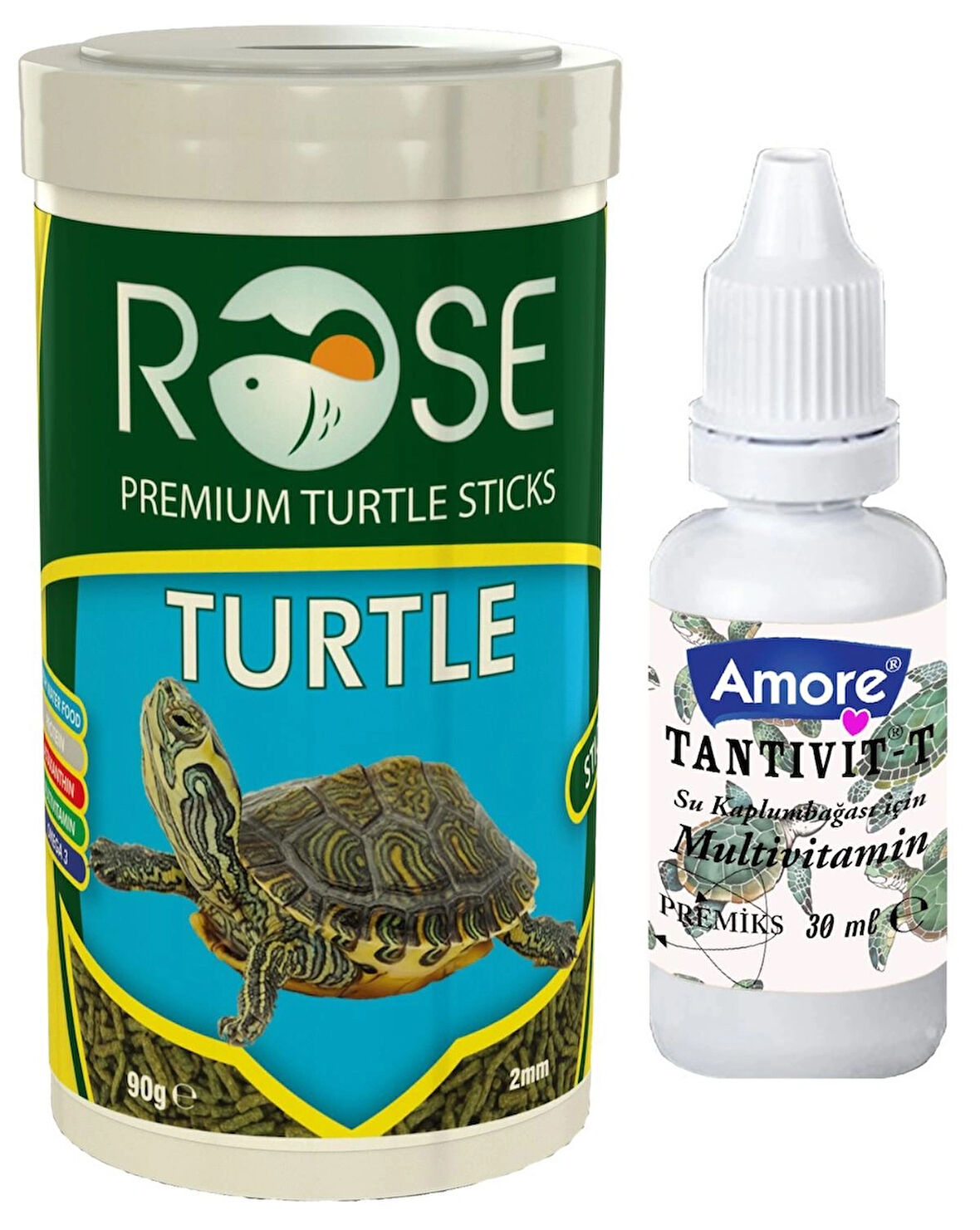 Rose Kaplumbağa Yemi 100ml Turtle Sticks, Vitamin Set