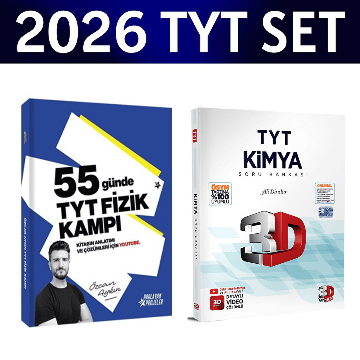 2026 TYT 55 Günde Fizik Kampı Özcan Aykın+ TYT Kimya Soru Bankası 3D Yayınları