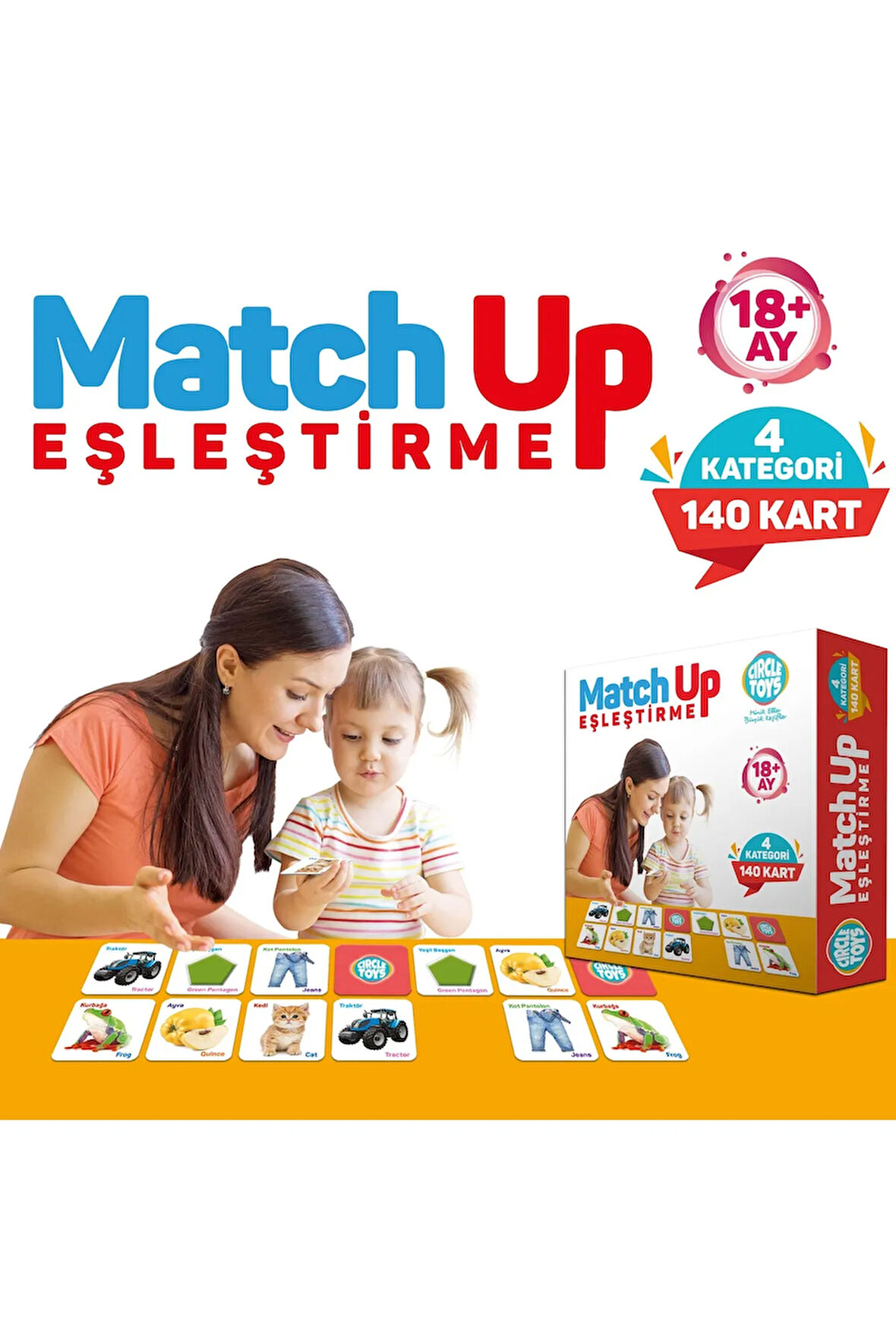 Match Up Eşleştirme Kartları Eşini Bul 140 Kart Eğitici Geliştirici Eşleme Kart Oyunu