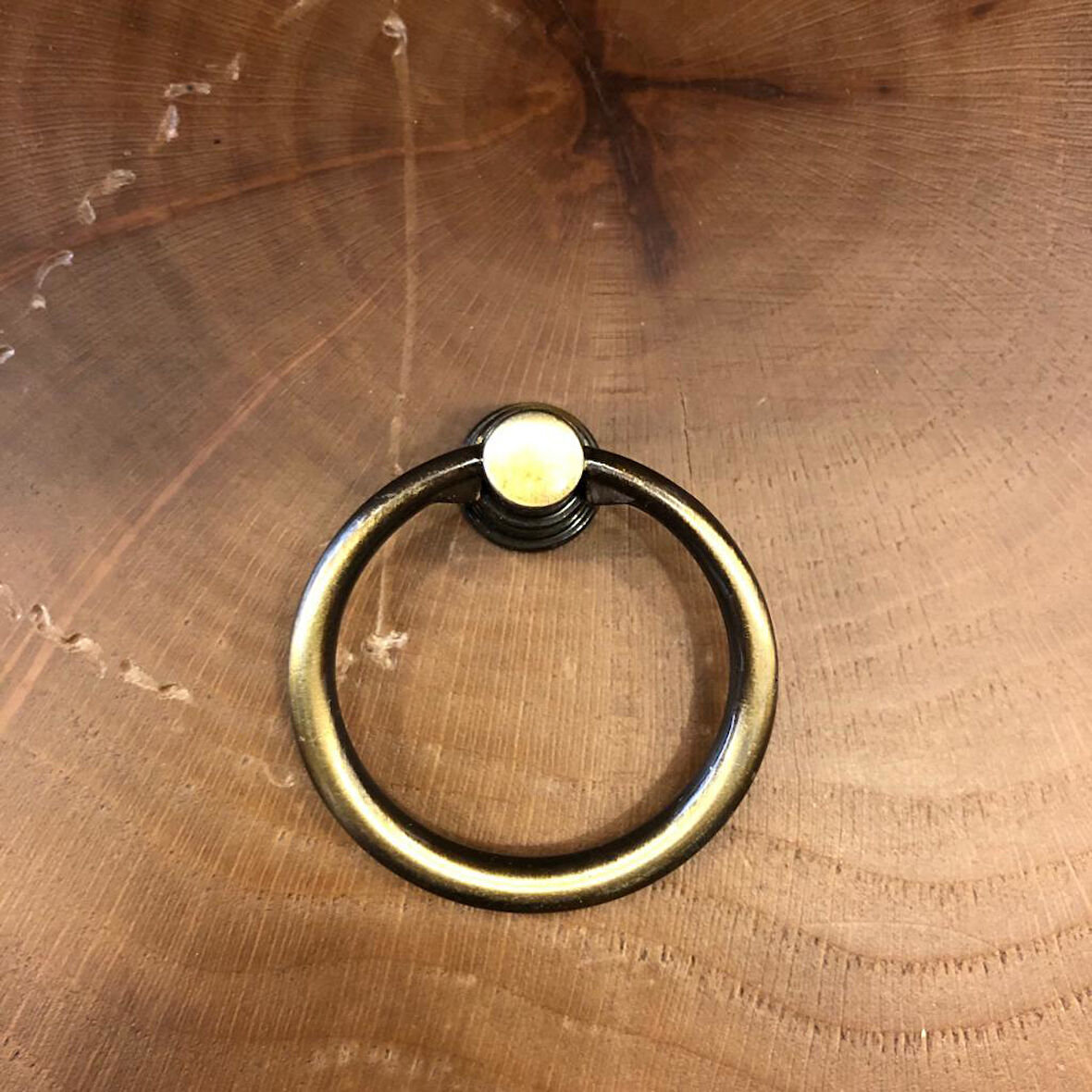 Çekmece Kapak Kulpu Halka 40mm (2 Adet) Antik Sarı