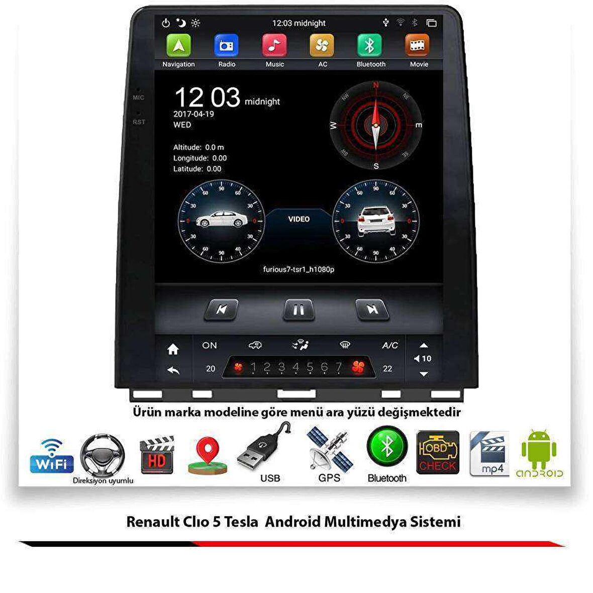 Renault Clıo 5 Tesla Android Multimedya Sistemi 2 GB Ram 16 GB Hafıza 8 Çekirdek Newfron