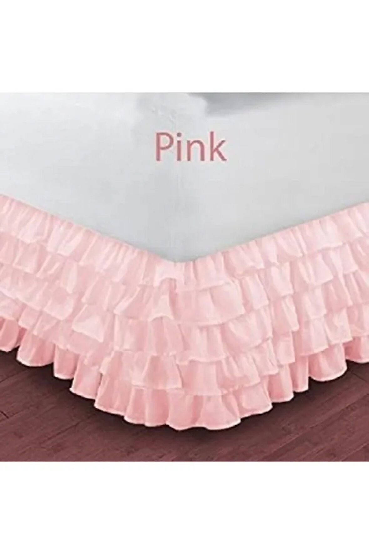 Pembe Fırfırlı Baza Eteği Pamuk Saten