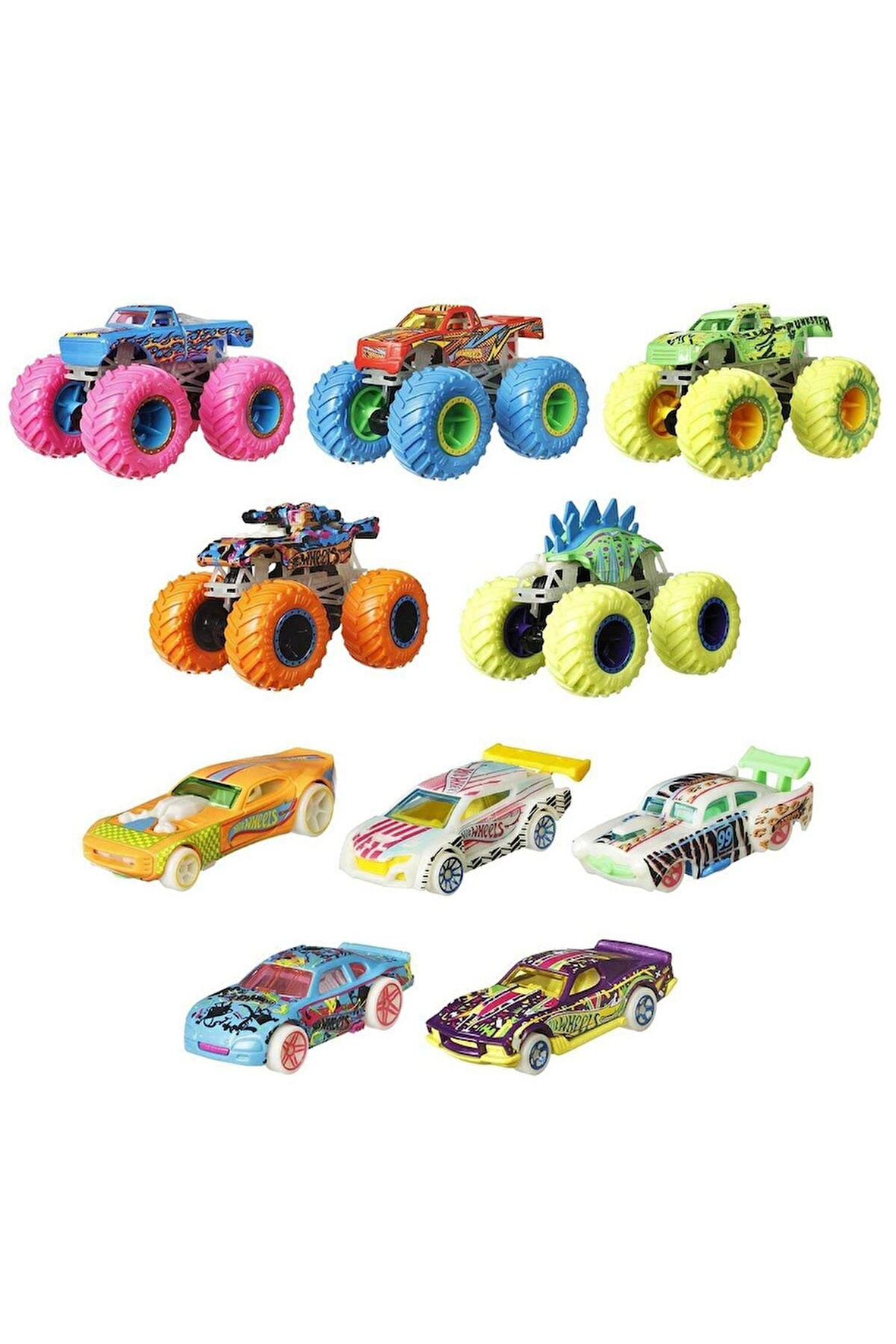 Hot Wheels Monster Trucks Karanlıkta Parlayan Araçlar Paketi Hot Wheels Monster Trcuks Araba Seti
