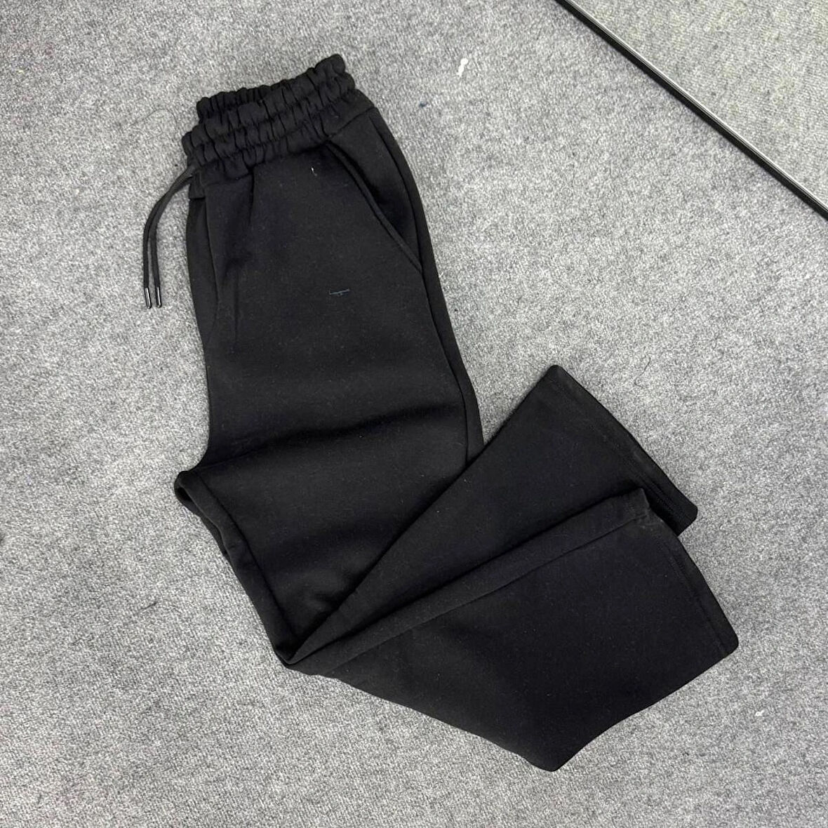  Baggy 3 İplik Şardonlu Bol Kesim Düz Paça Gri Eşofman Altı