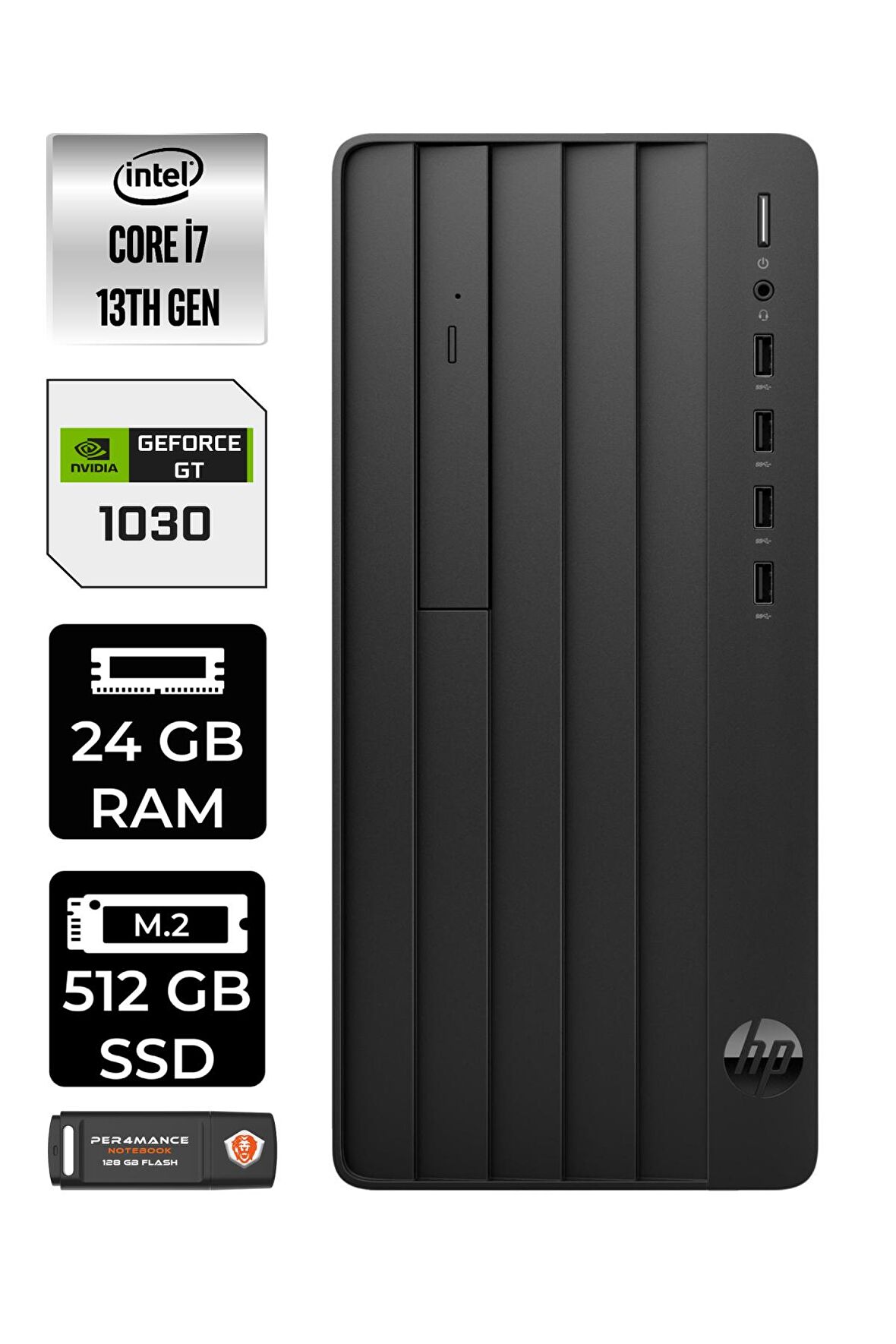 HP PRO TOWER 290 G9 i7 13700 24GB RAM 512GB SSD GT1030/4GB 8T2X1ES MASAÜSTÜ PC & PER4 BELLEK