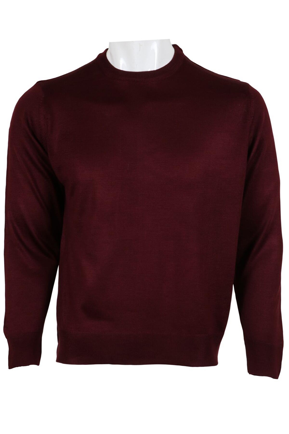 Erkek Kazak Klasik Normal Kesim Yünlü RAR00494 Bordo Bordo-XL