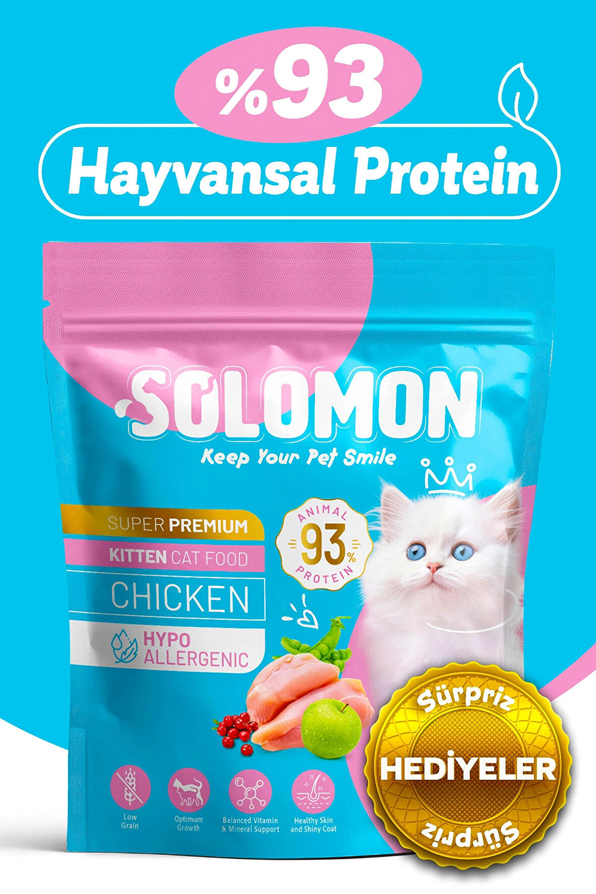 Kitten Yavru Tavuklu Süper Premium Kedi Maması 1,5 Kg - Hipoalerjenik - Düşük Tahıllı