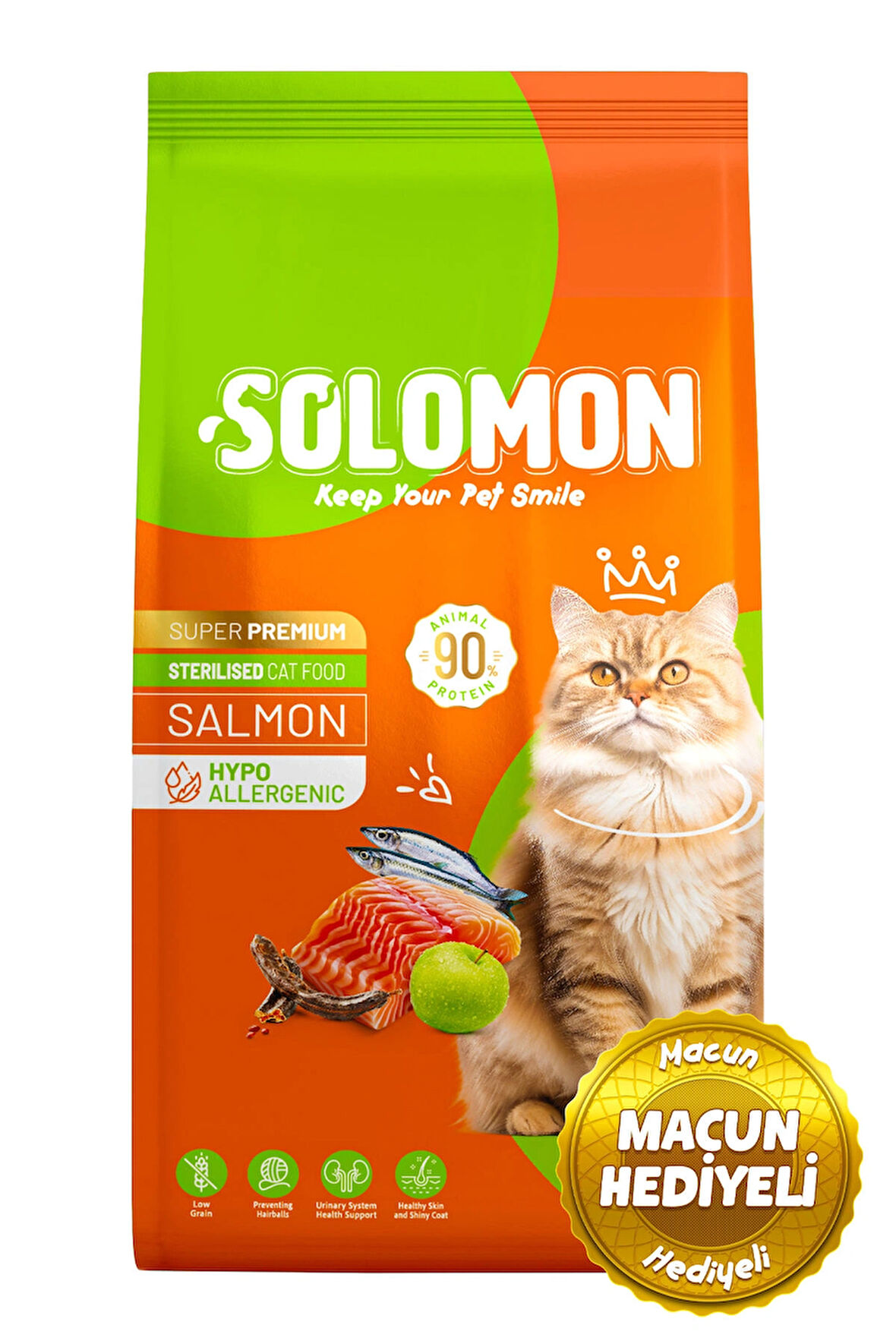 Kısırlaştırılmış Somon'lu Süper Premium Kedi Maması 9 Kg - Düşük Tahıllı- Hipoalerjenik