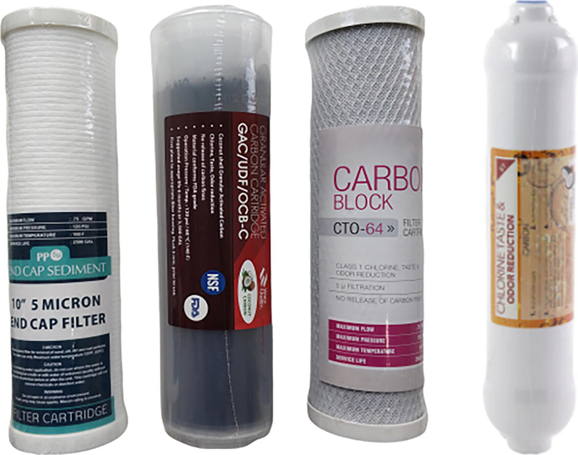 E-Water Su Arıtma Cihazı Filtresi 4'lü Filtre Seti Ön Filtre Seti + Tatlandırıcı Filtre