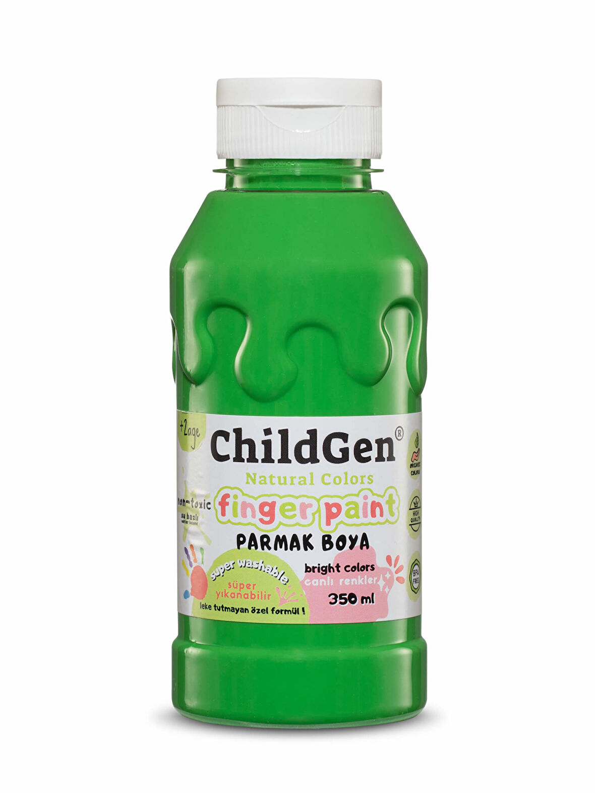 ChildGen Süper Yıkanabilir Parmak Boya 350ml - Yeşil