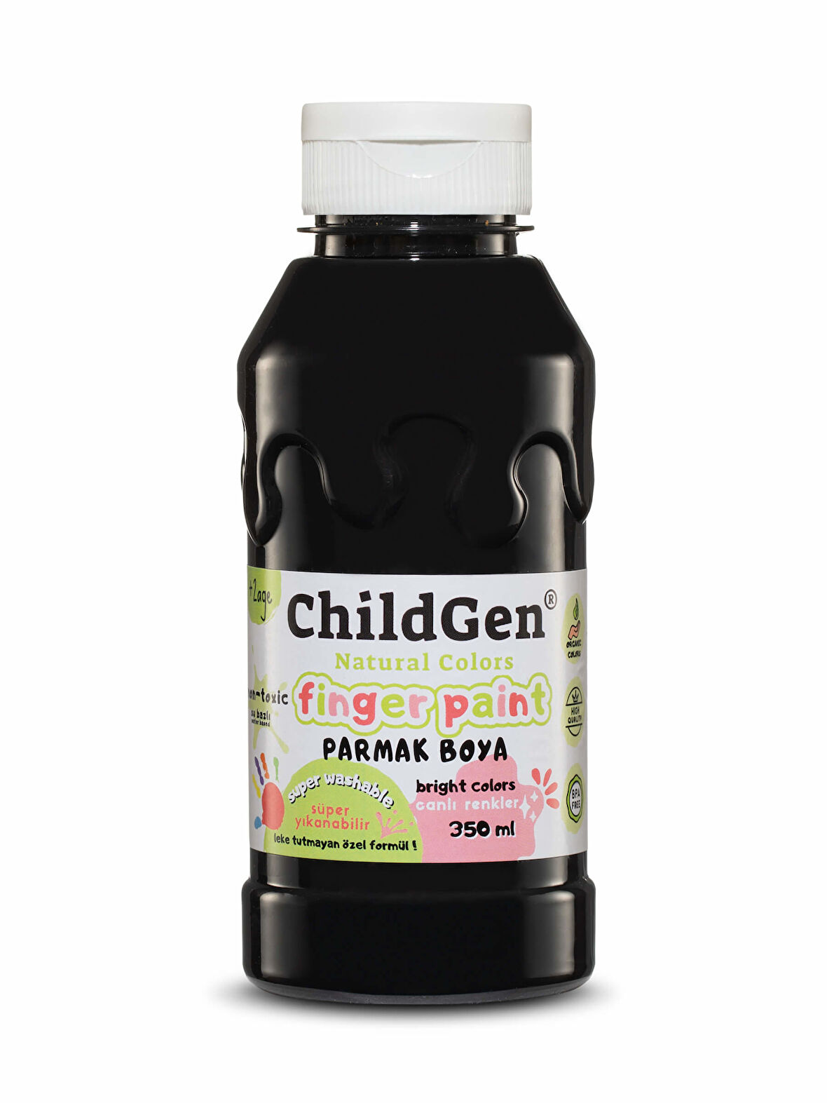 ChildGen Süper Yıkanabilir Parmak Boya 350ml - Siyah