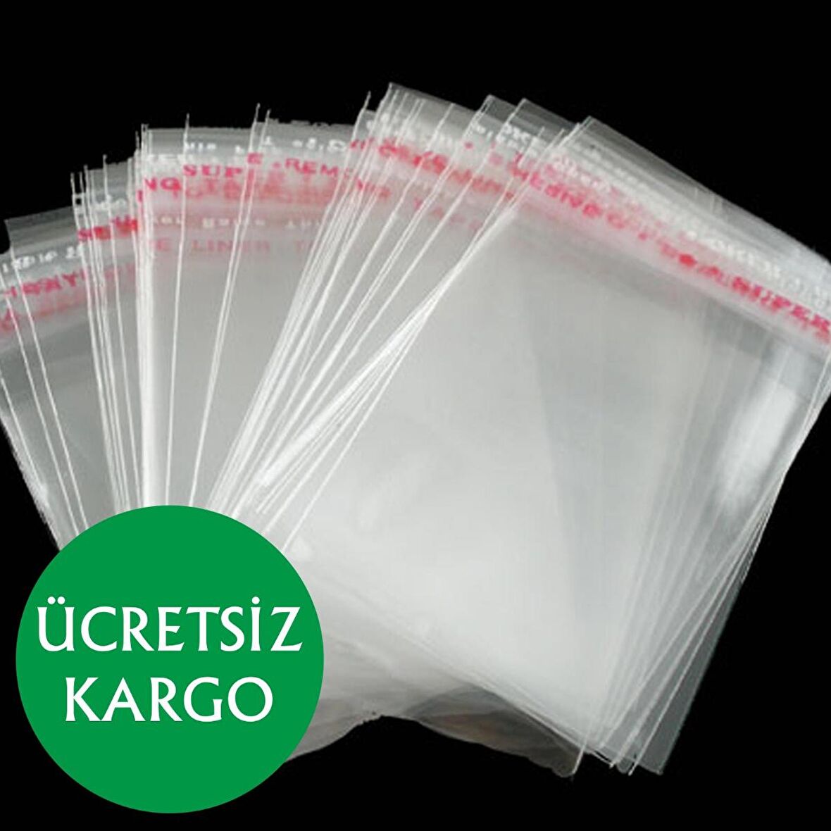 18x30+5 cm. (18*35) 50 Adet - Şeffaf Bantlı Yapışkanlı Jelatin Poşet