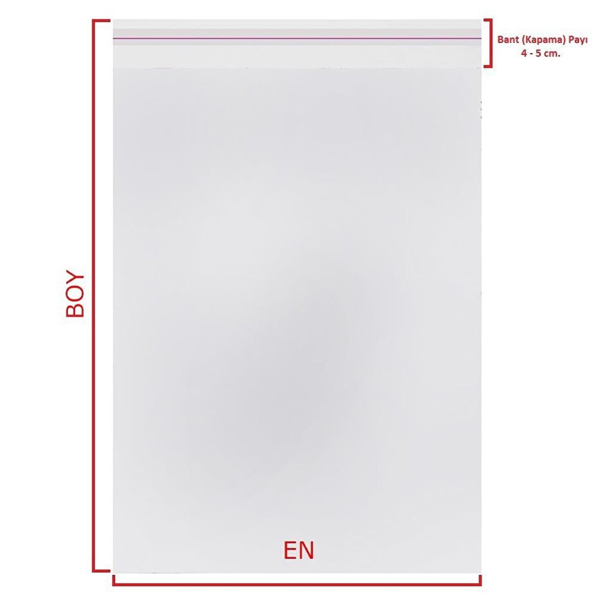 11x20+5 cm. (11*25) 25 Adet Şeffaf Bantlı Yapışkanlı Jelatin Poşet