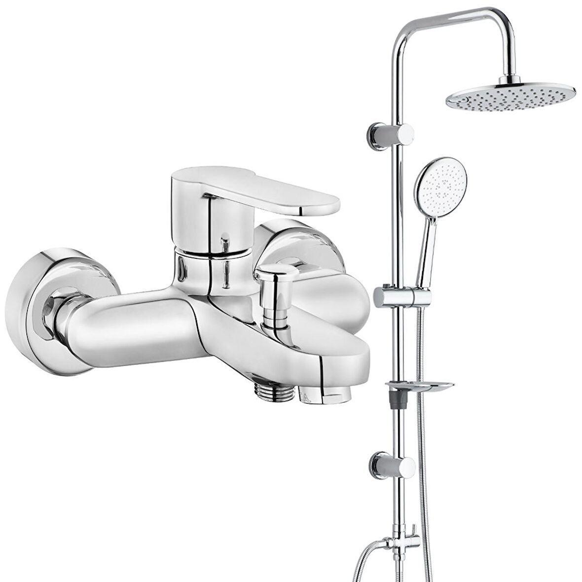 ECA Nita Banyo Bataryası+T-MAY Banyo Bostan Oval Tepe Duş Takımı Seti Paslanmaz Krom