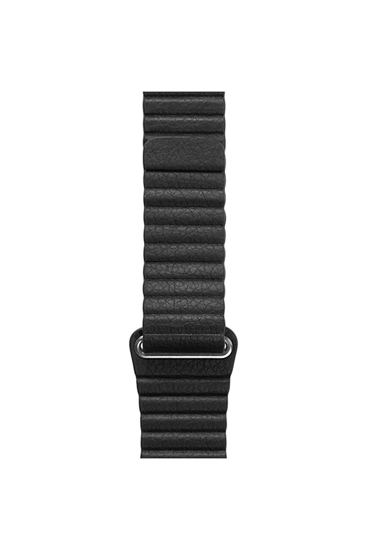 Apple Deri Siyah Saat Kordonu, 42,44,45,49 Mm