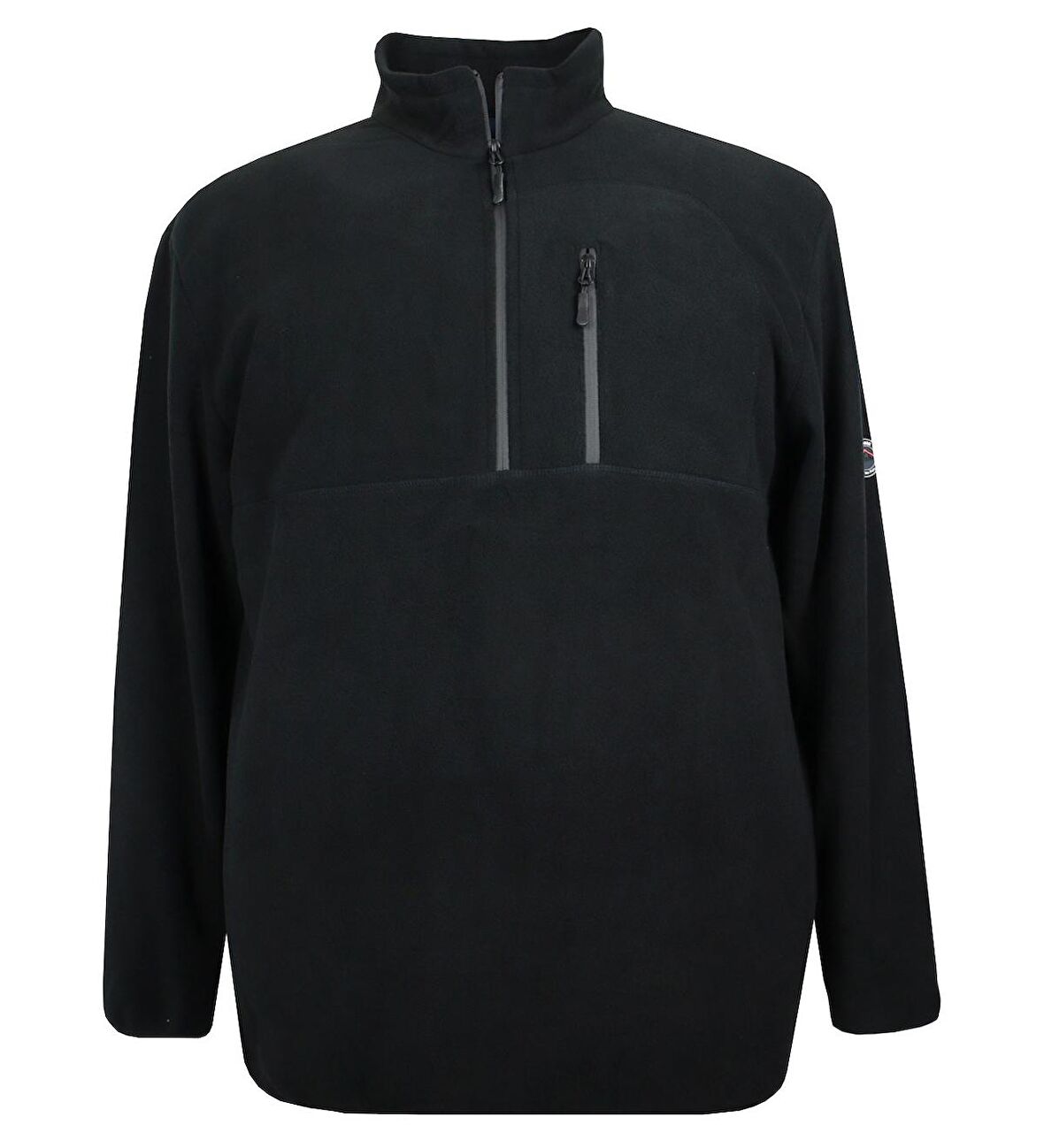Büyük Beden Dik Yakalı Polar Sweatshirt Siyah