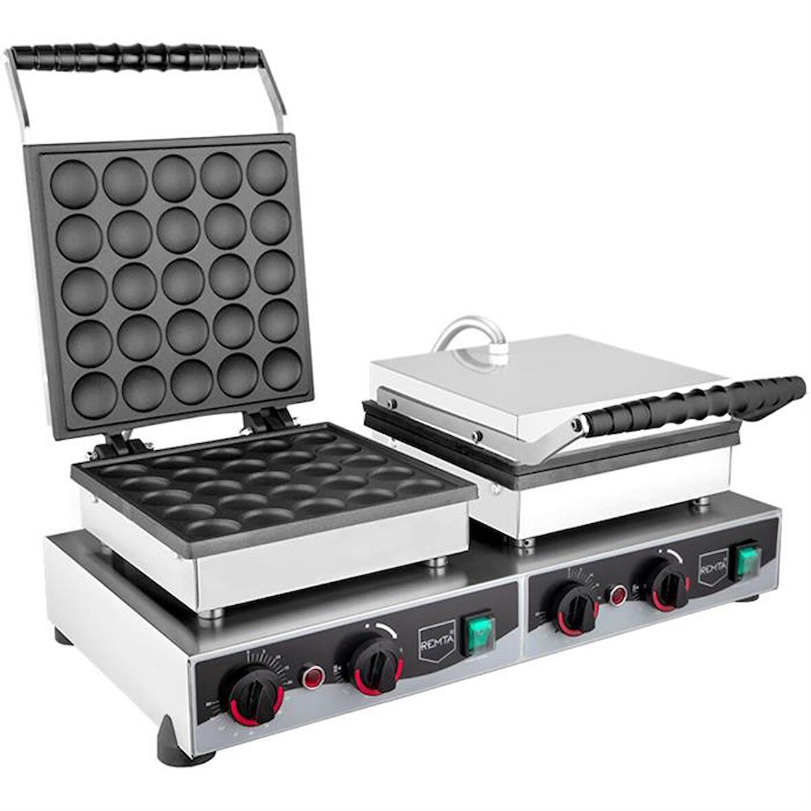 Remta Çiftli Kapaklı Yuvarlak Bubble Pankek Makinesi Elektrikli