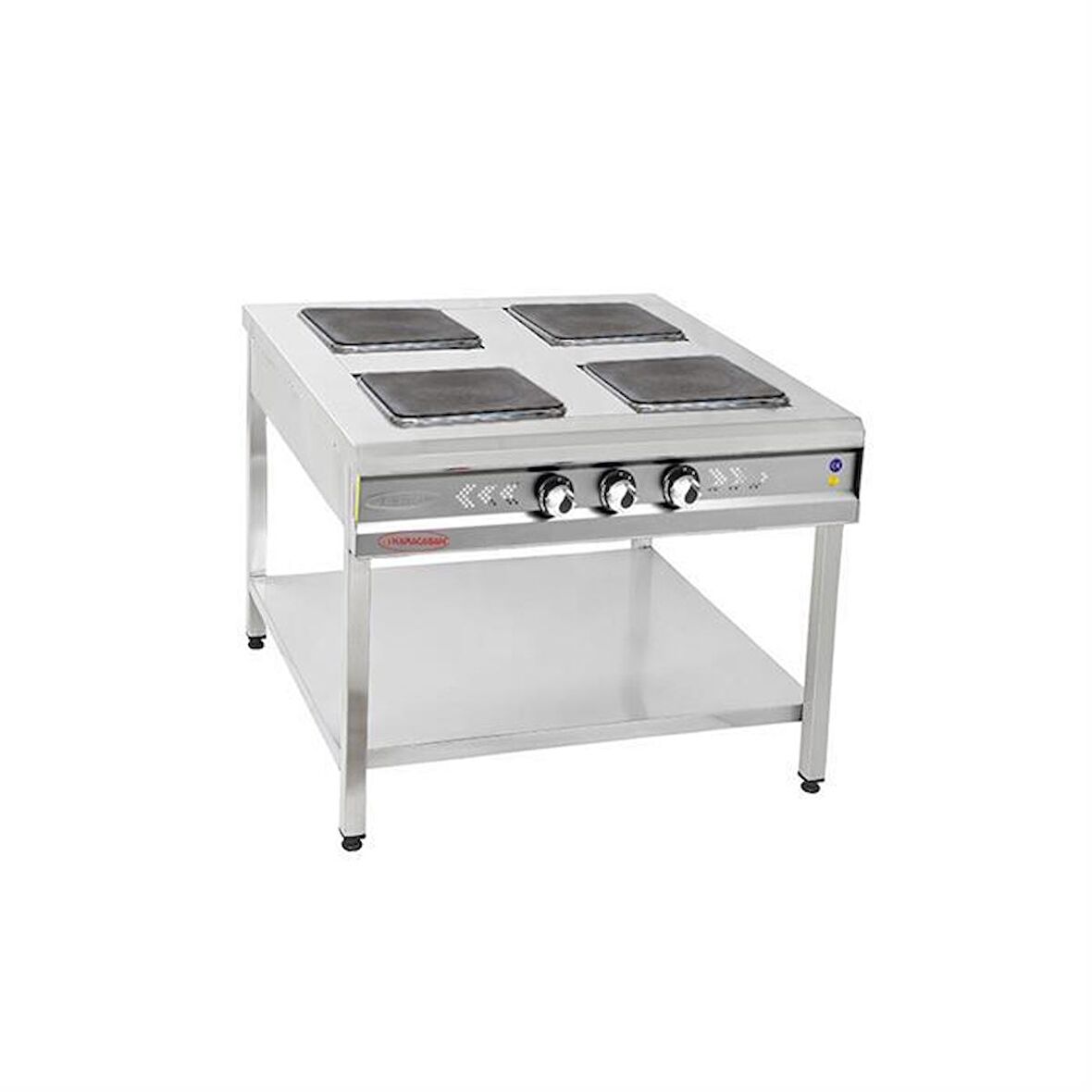 Karacasan Endüstriyel 100 cm Elektrikli Taban Raflı 4 Gözlü Ocak