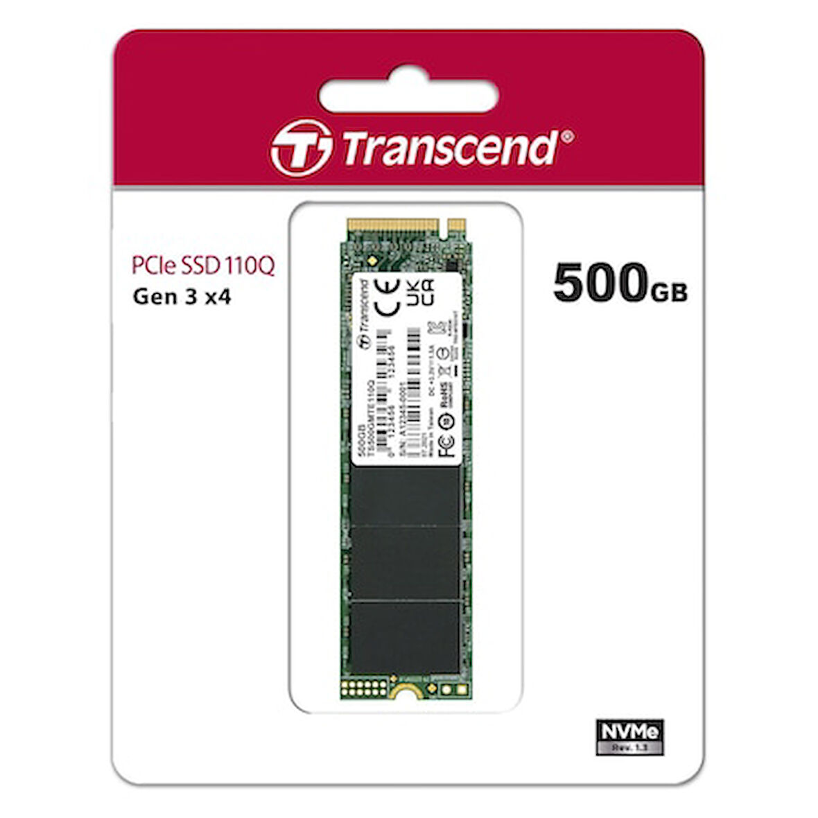 Transcend TS500GMTE110Q 500 GB 1900-900Mb/s GEN3x4 NVME 22x80 SSD Harddisk