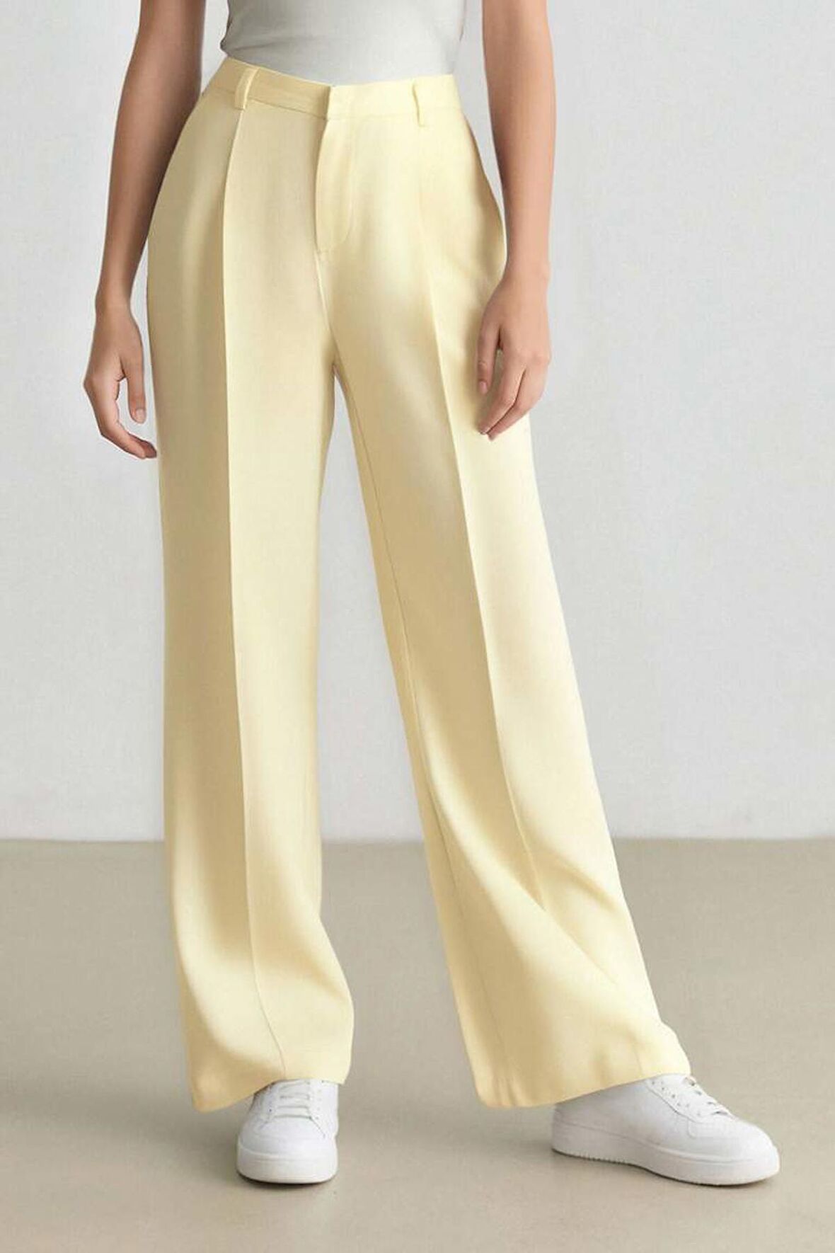 DeFacto Straight Fit Keten Kumaş Palazzo Pantolon Yüksek Bel Uzun Boy F0112AX25SMYL503