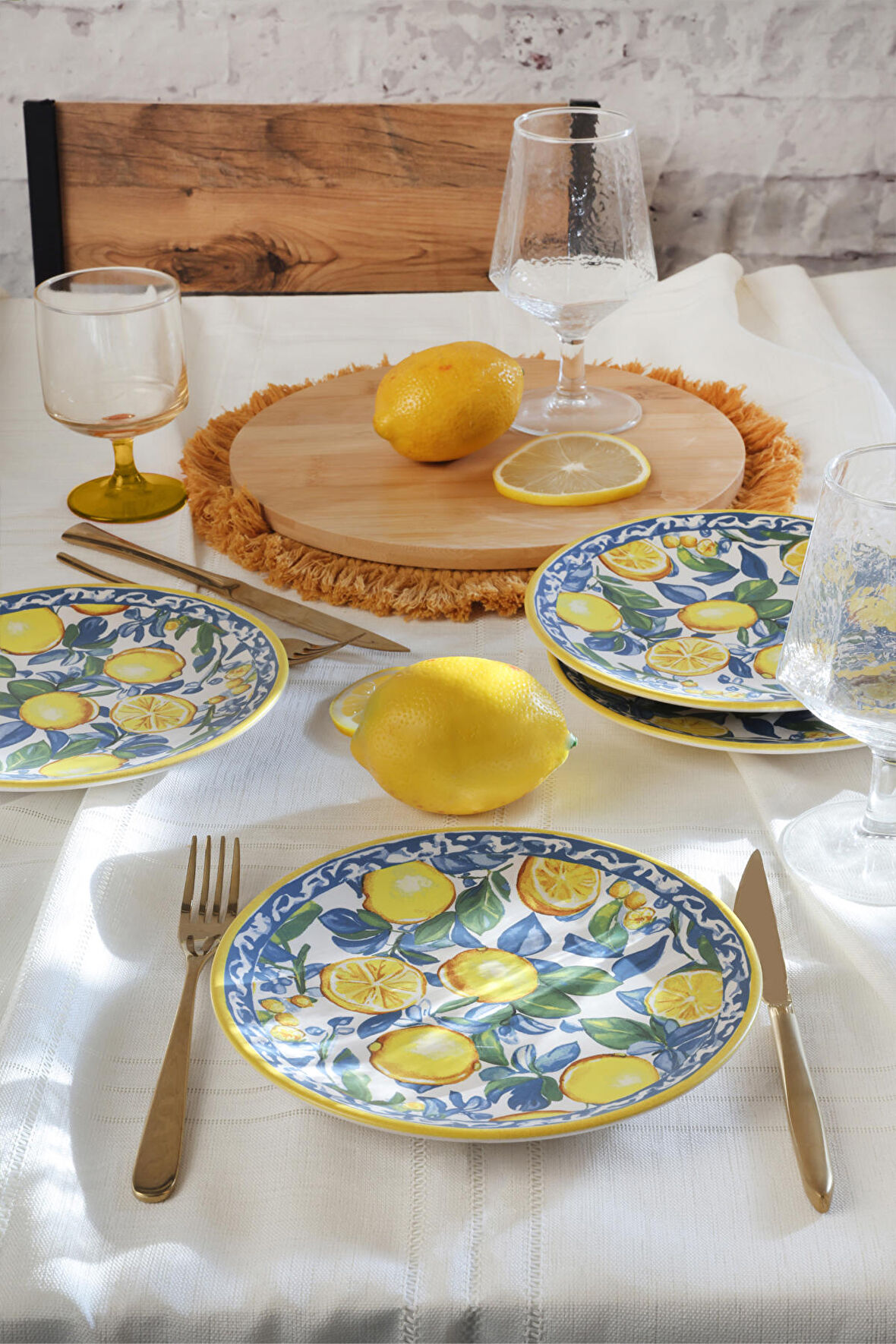 Keramika Lemon Glow Ege Pasta Tabağı 20 Cm 4 Parça