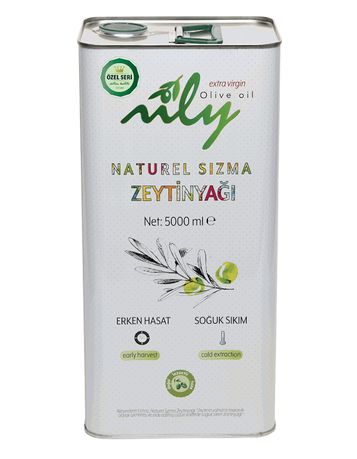 Nily Özel Seri Soğuk Sıkım Naturel Sızma Zeytinyağı (5L)