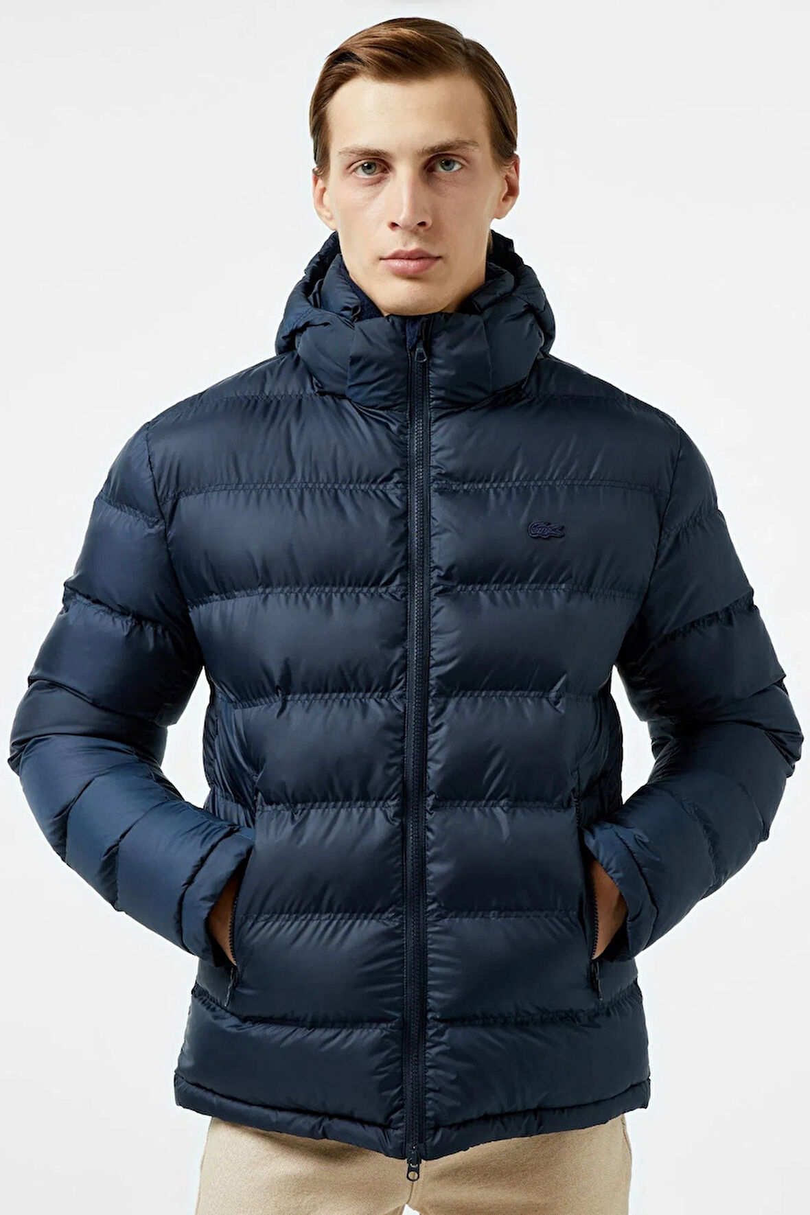 Lacoste Synthethic Fill Puffer Jacket Kapişonu Çıkarılabilir Erkek Şişme Mont Lacivert