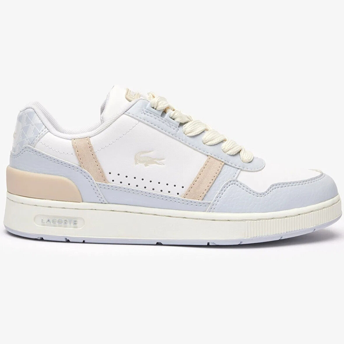 Lacoste T-Clip Hakiki Deri Kadın Sneaker Beyaz Mavi