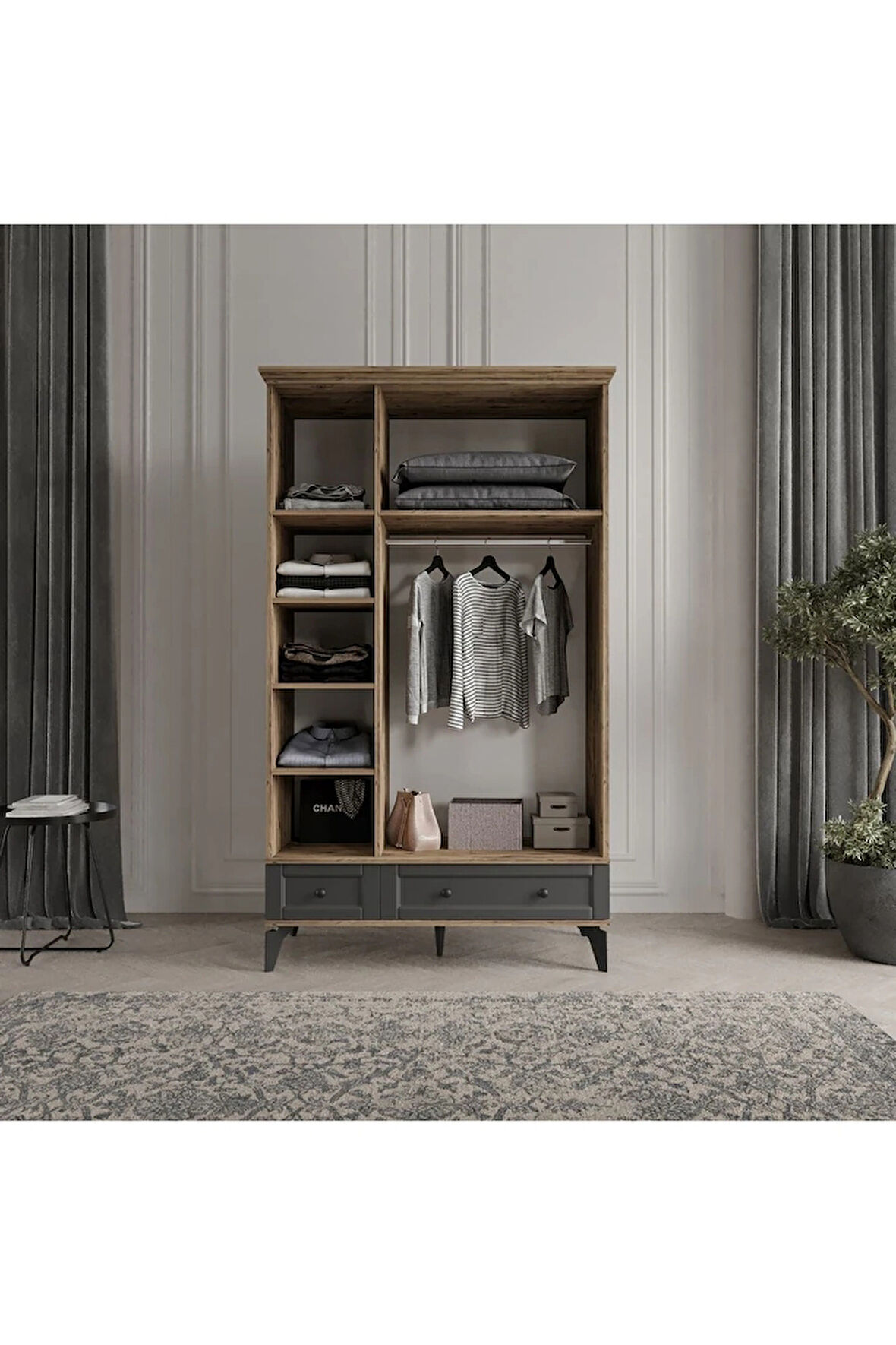 TOPRAK 3 KAFA ANTRASİT GARDIROP