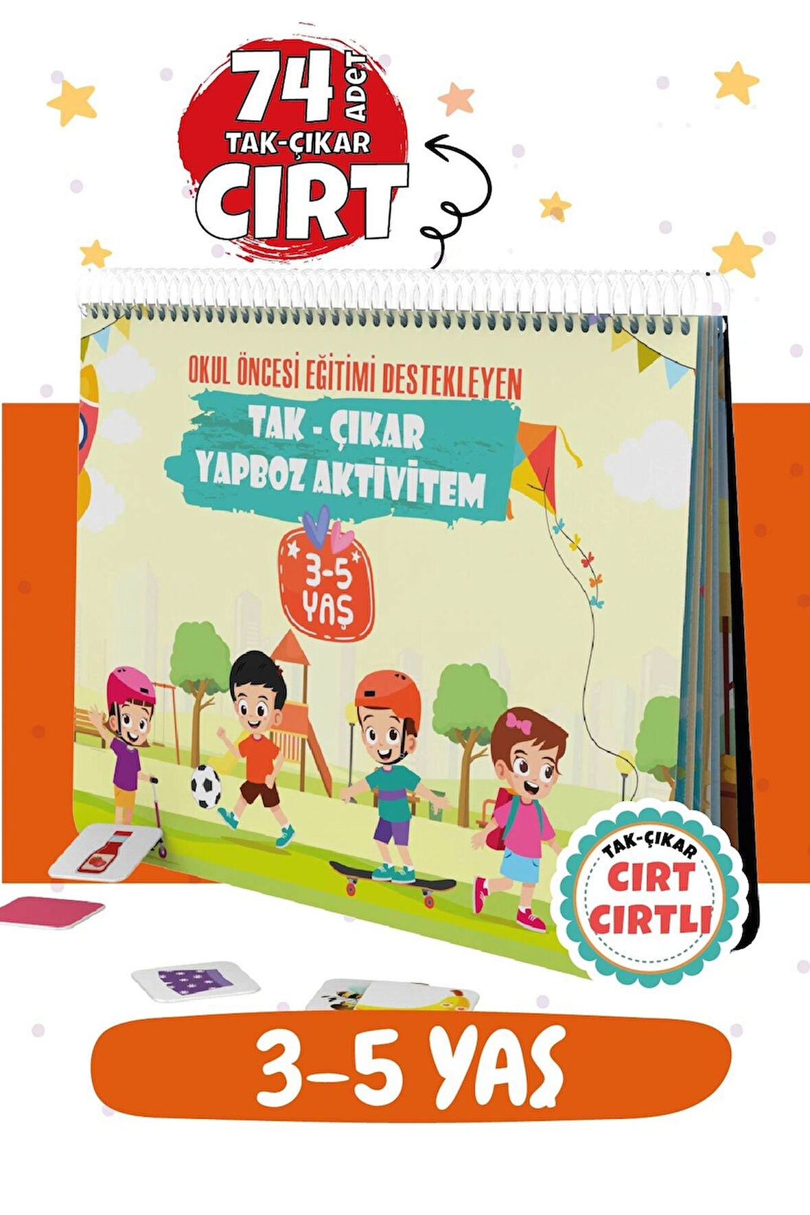 Tak - Çıkar Yapboz Aktivite Kitabı 74 Adet Cırt 3-5 Yaş, Okul Öncesi Eğitimi Destekleyen Kitap
