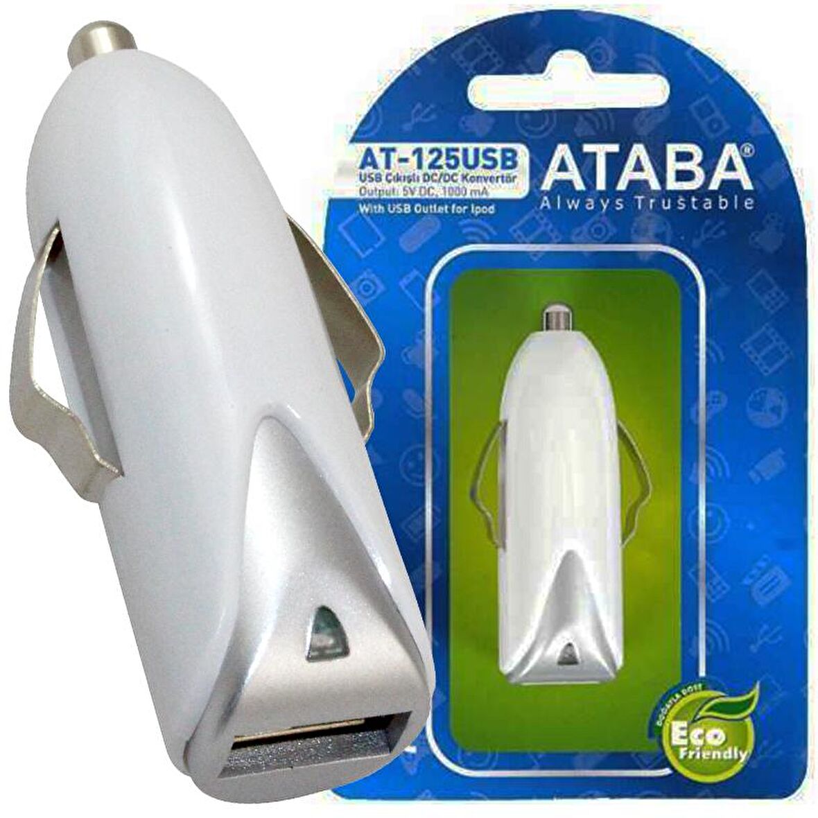 ATABA AT-125 USB 12V GRŞ.5 VOLT 1000 MA ARAÇ ÇAKMAK USB ŞARJ