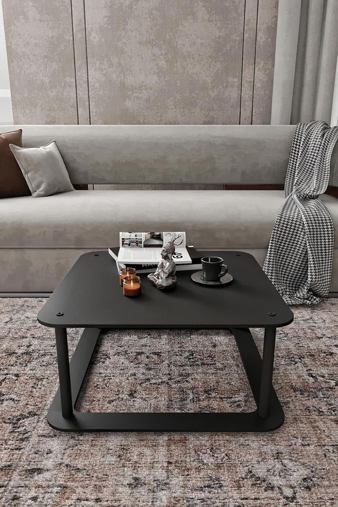 HOLE Masivo Orta Sehpa 70x70 KARE SİYAH