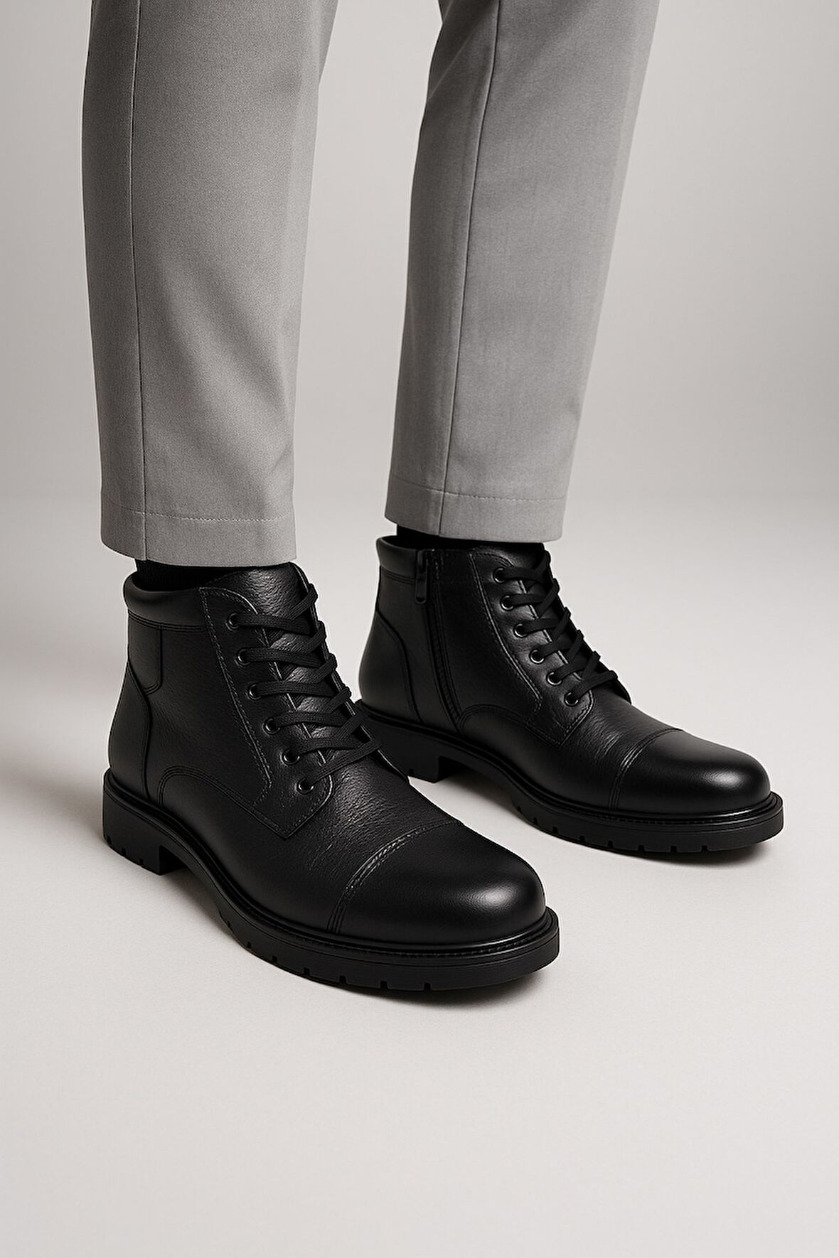 Büyük Numara Hakiki Deri Erkek Bot İçi Kürklü Ayakkabı 081