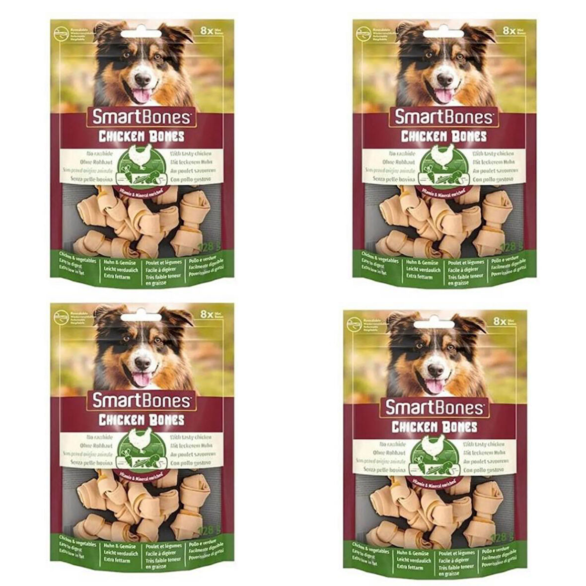 8in1 Smart Bones Tavuklu Mini Kemik Köpek Ödülü 128 gr X 4 Adet