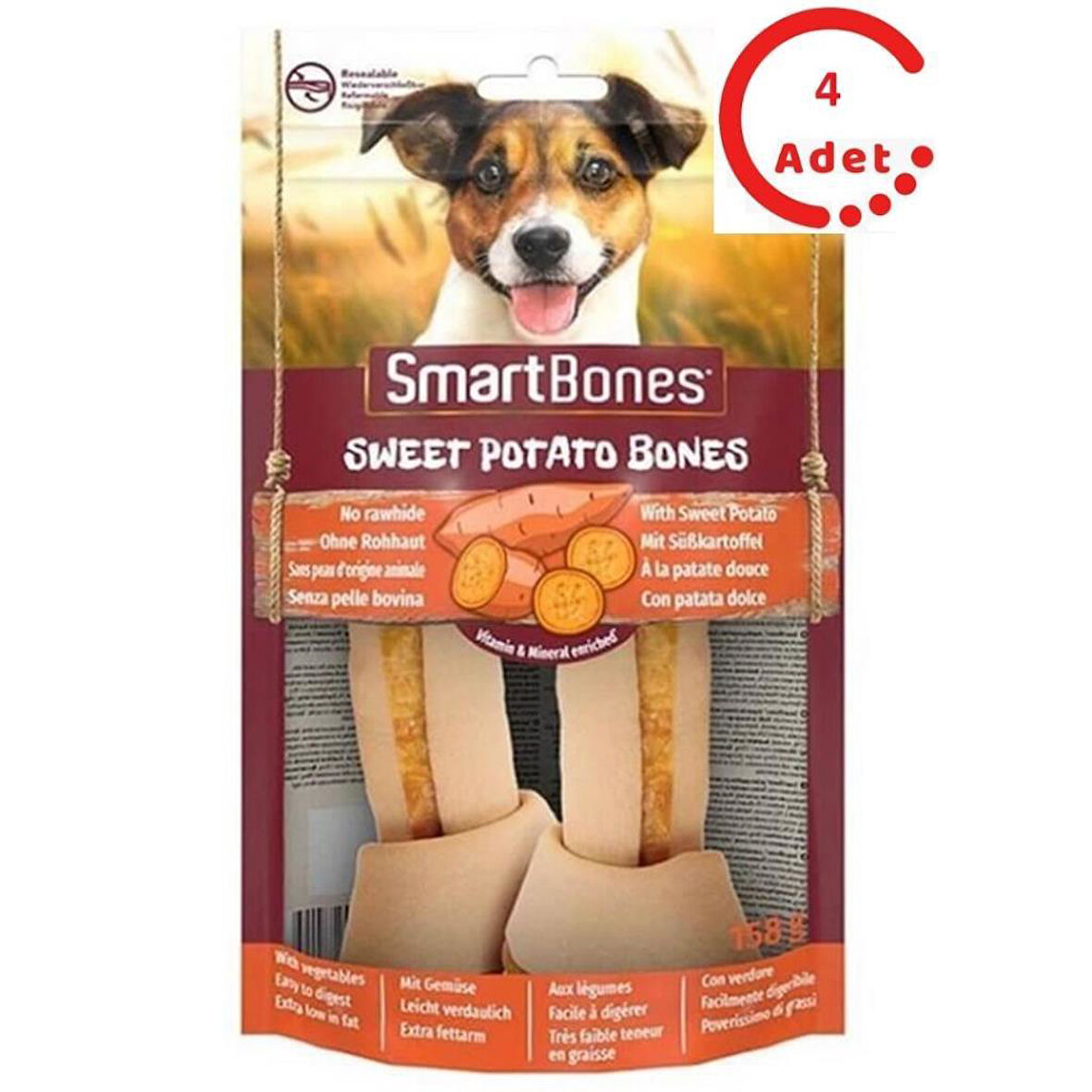 Smart Bones Tatlı Patatesli Medium Kemik Köpek Ödülü 2li x 4 Adet